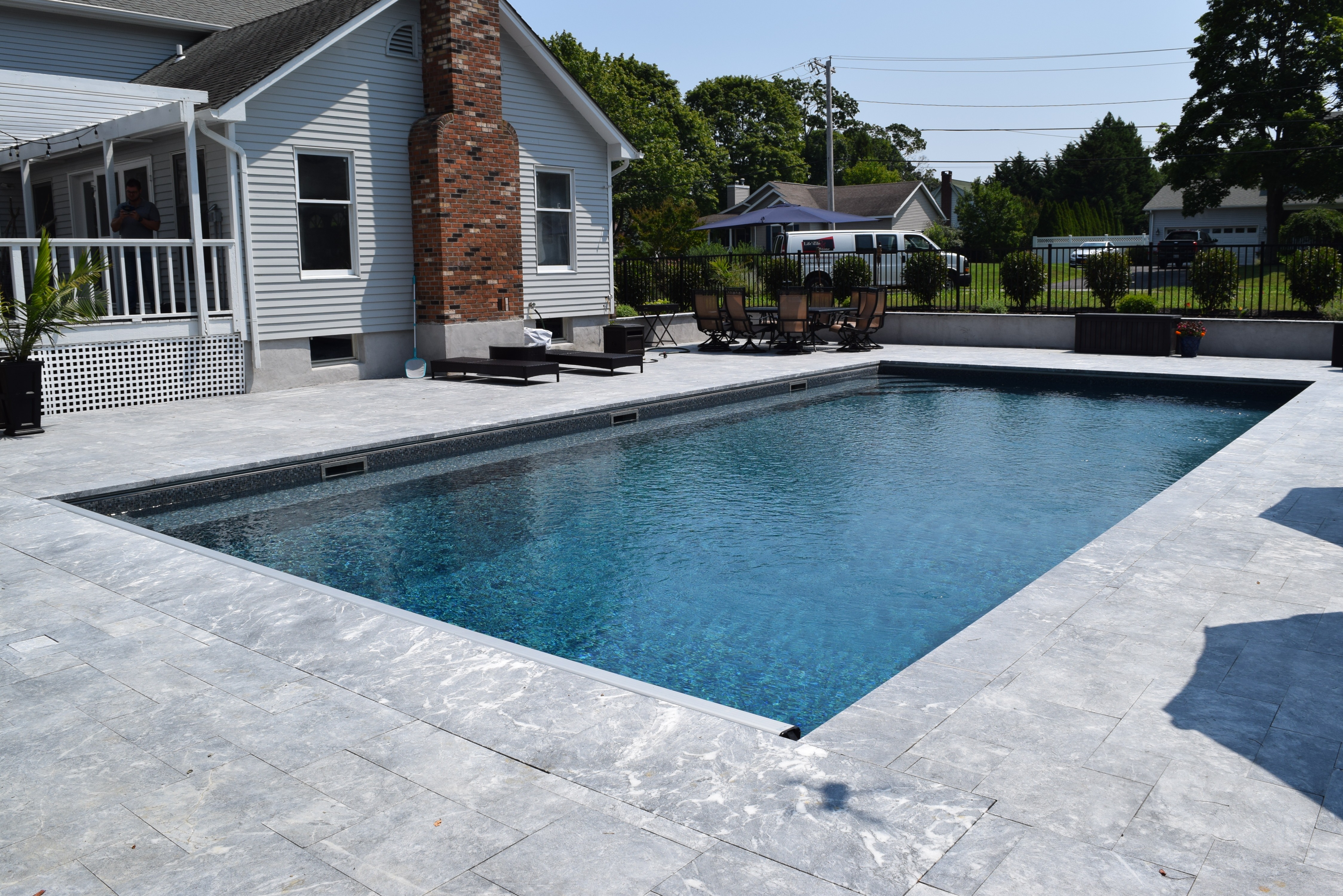 Storm Sandblasted Marble 12x72x2" Bullnose Treads/Copings 154