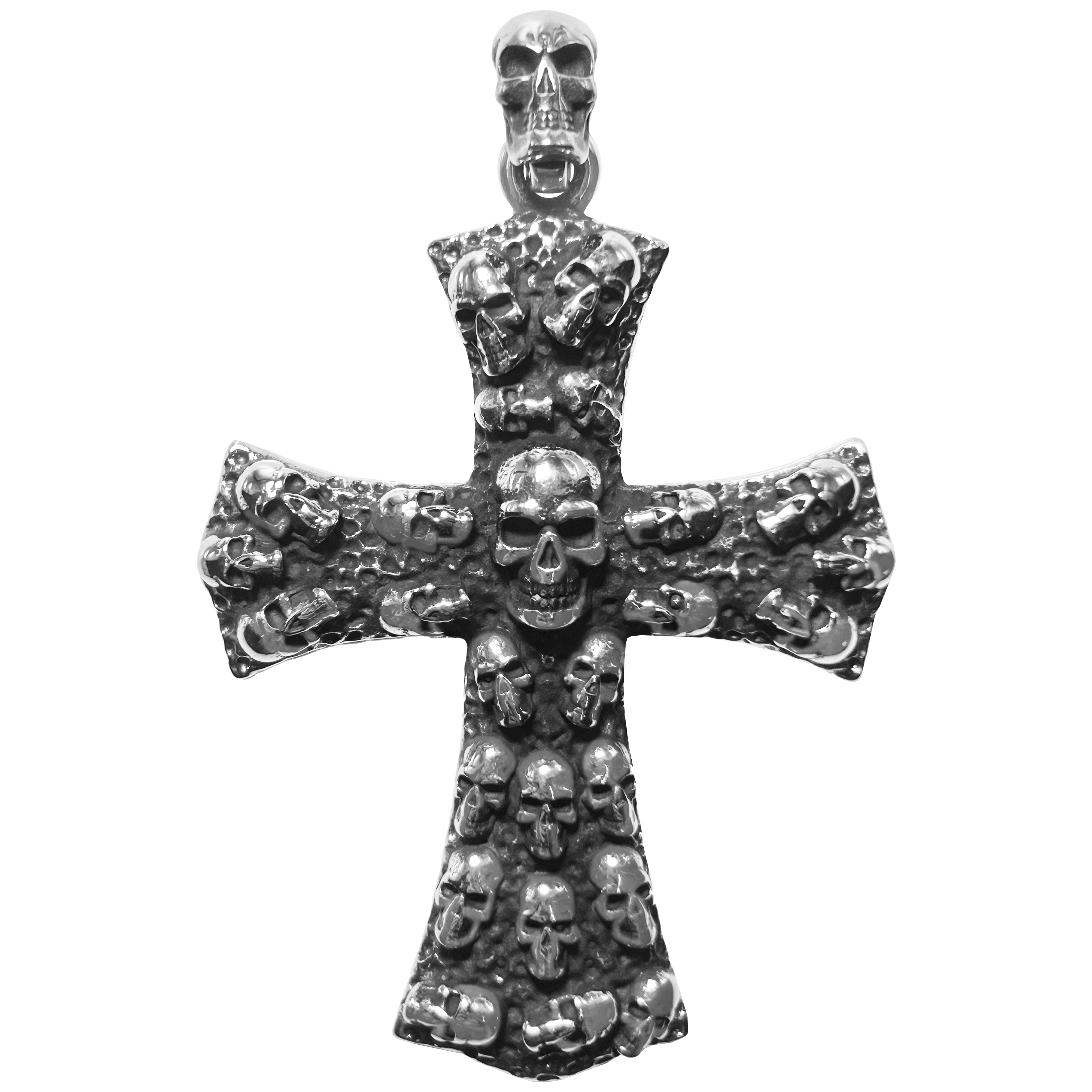 Stainless Steel Skulls on Cross Pendant 704