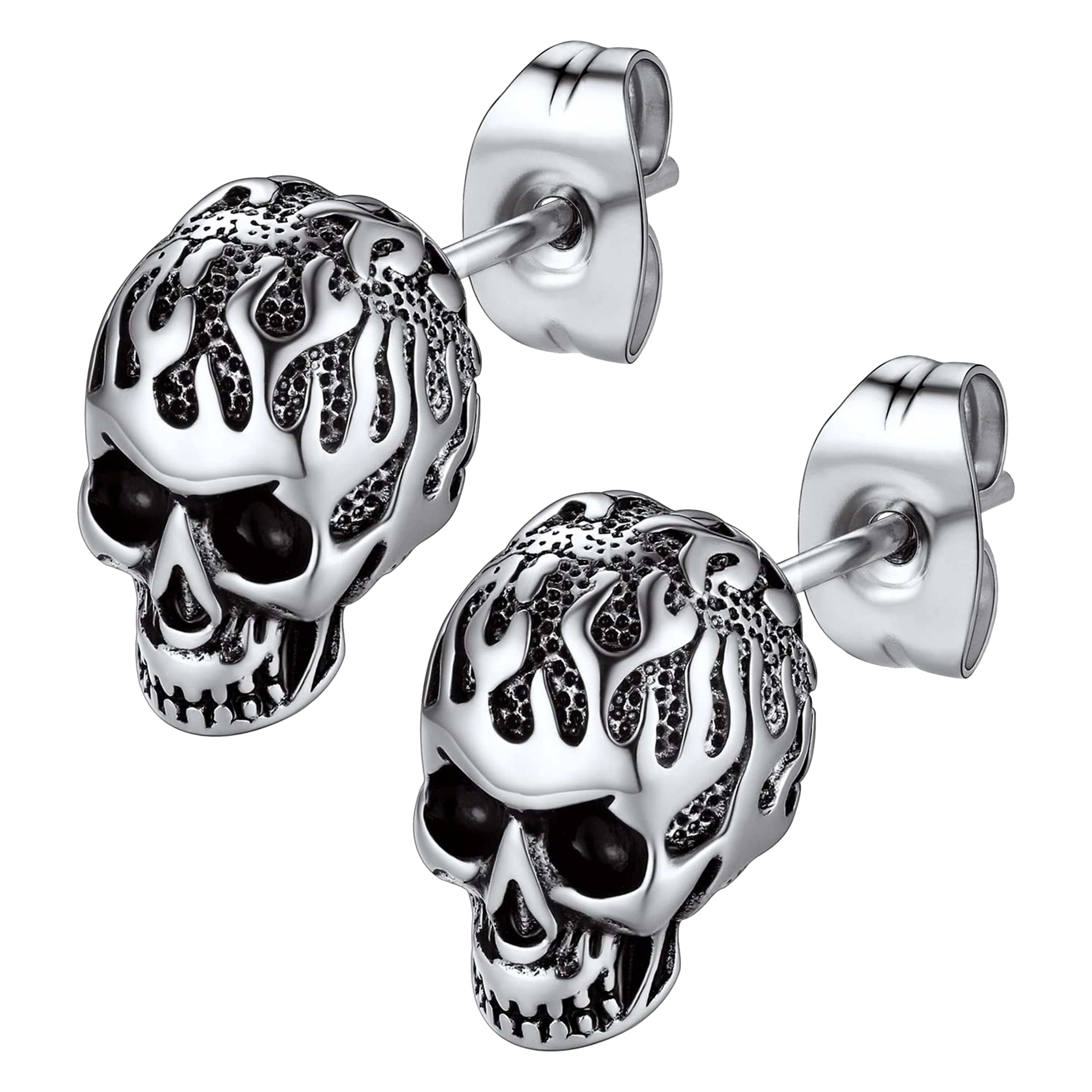 Fiery Skull Stud Earrings 816