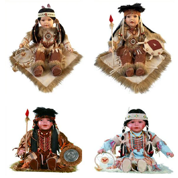 25" Porcelain Indian Doll, Set Of 4, D25744K 553