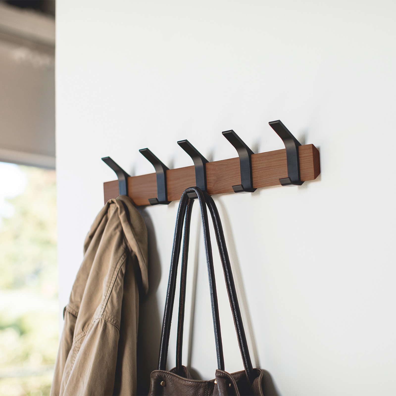 Wall-Mounted Coat Rack - Steel + Wood 493