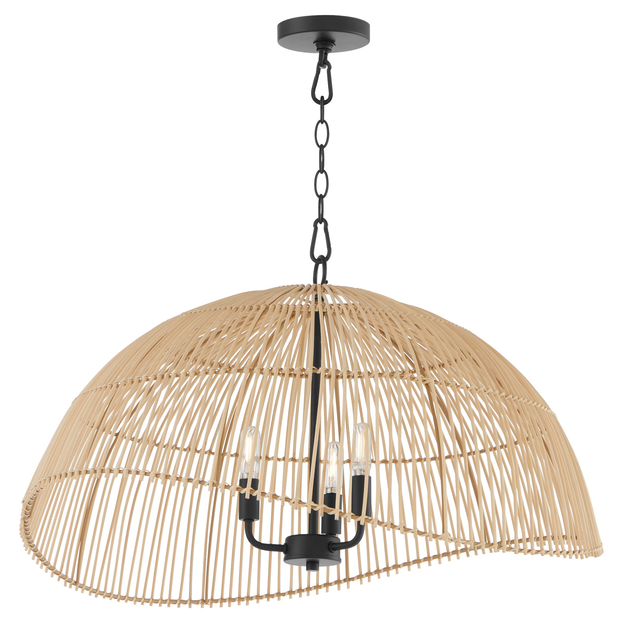 RATTAN 3 Light Pendant - Matte Black 523