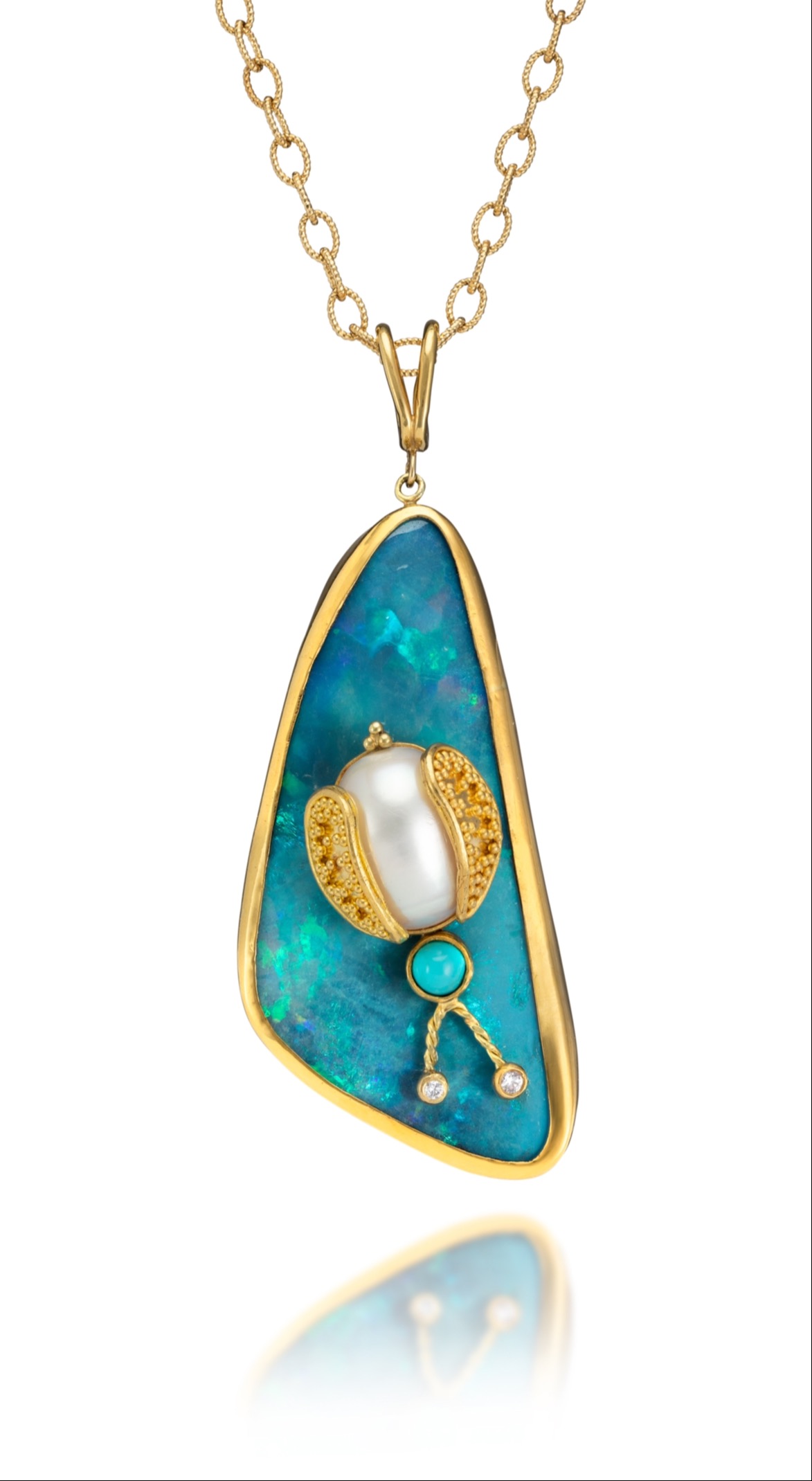 Golden opal bug pendant 521