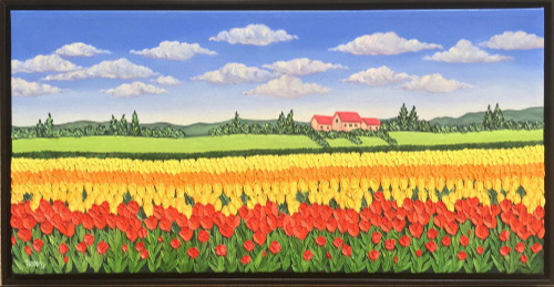 Red & Yellow Tulip fields (12"x24"x1") 132