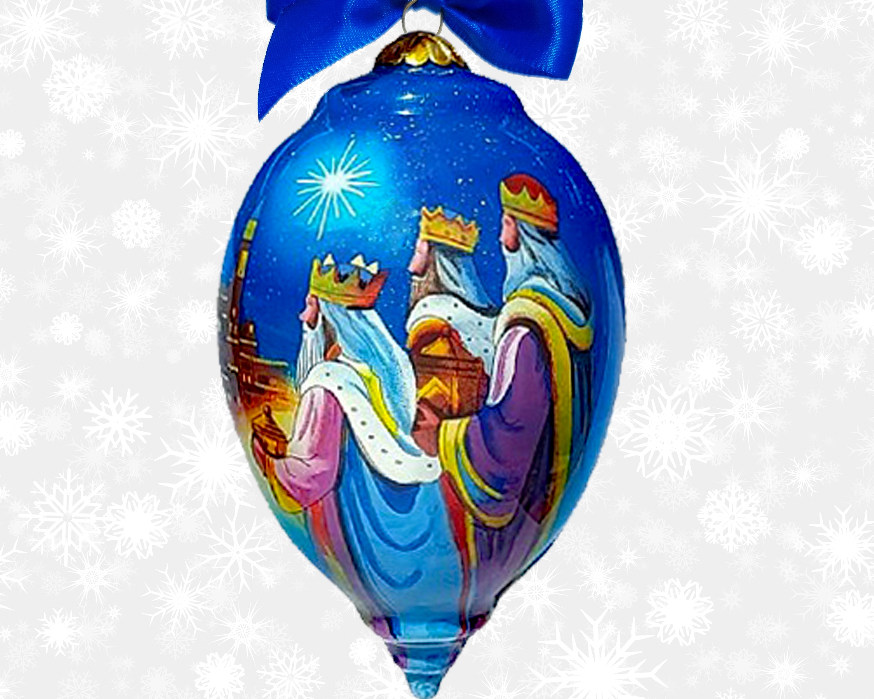 Inside Painted Art Three Kings Hand Painted Glass 150