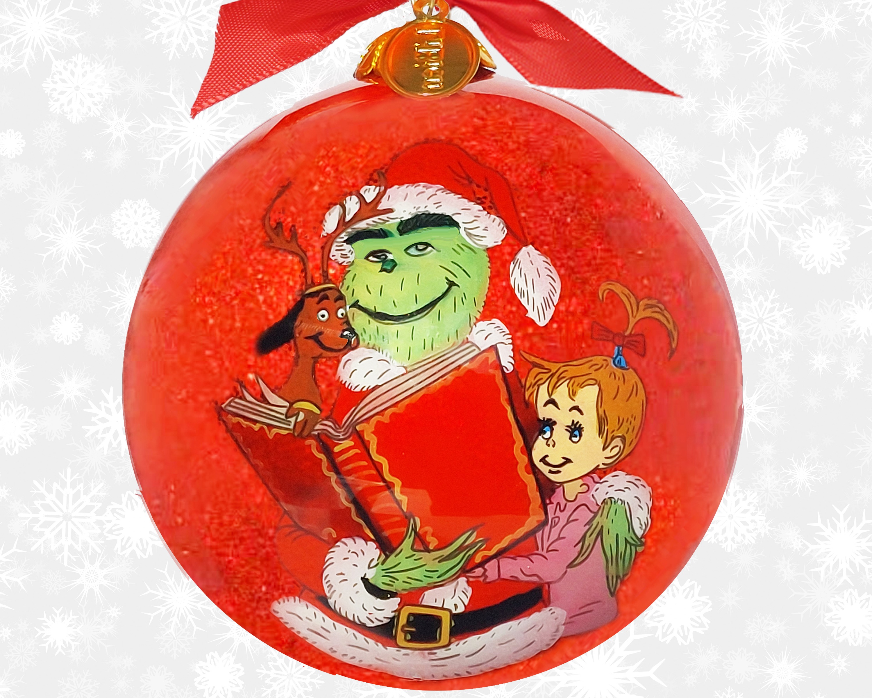 Inside Painted Art Grinch Hand Painted Glass 152