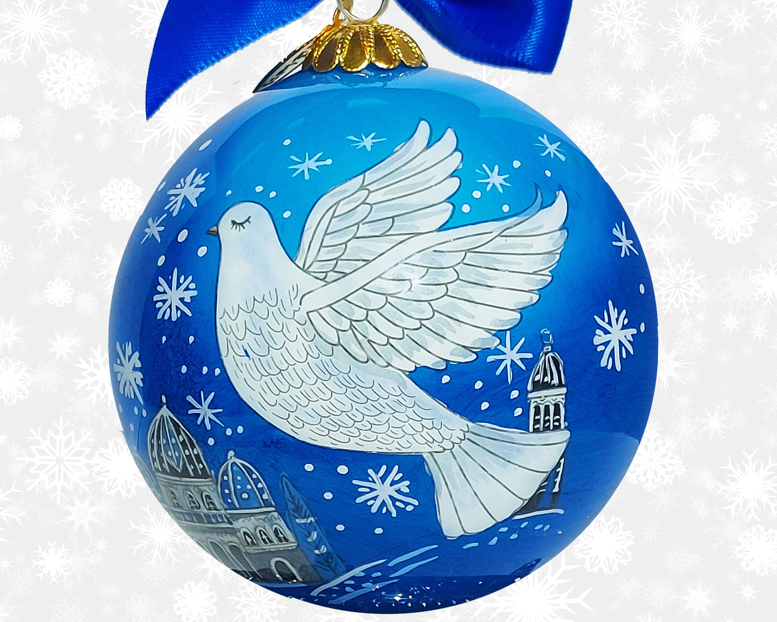 Inside Painted Art Peace Dove Hand Painted Ornamen 154
