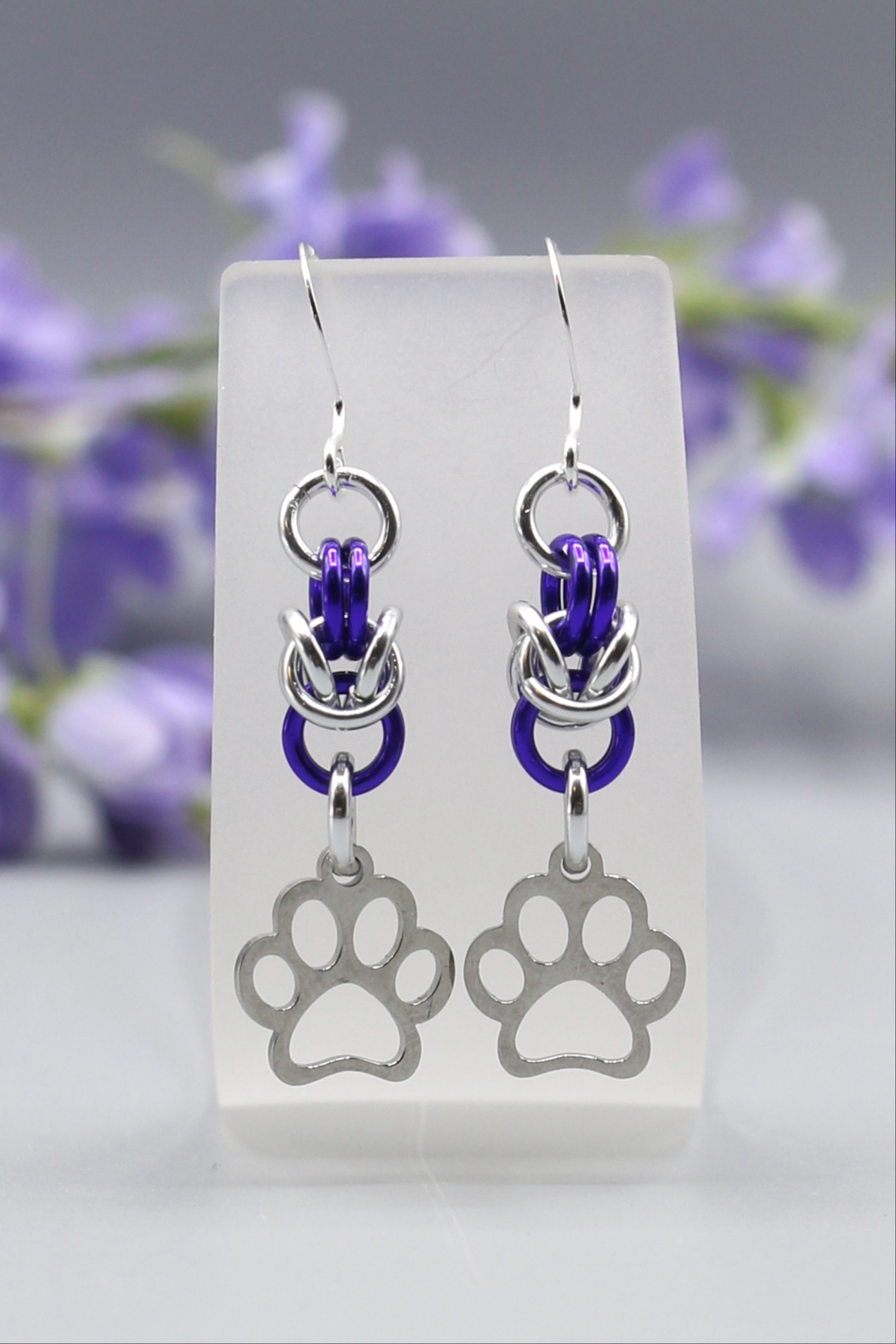Paw Prints Chainmail Earrings 164