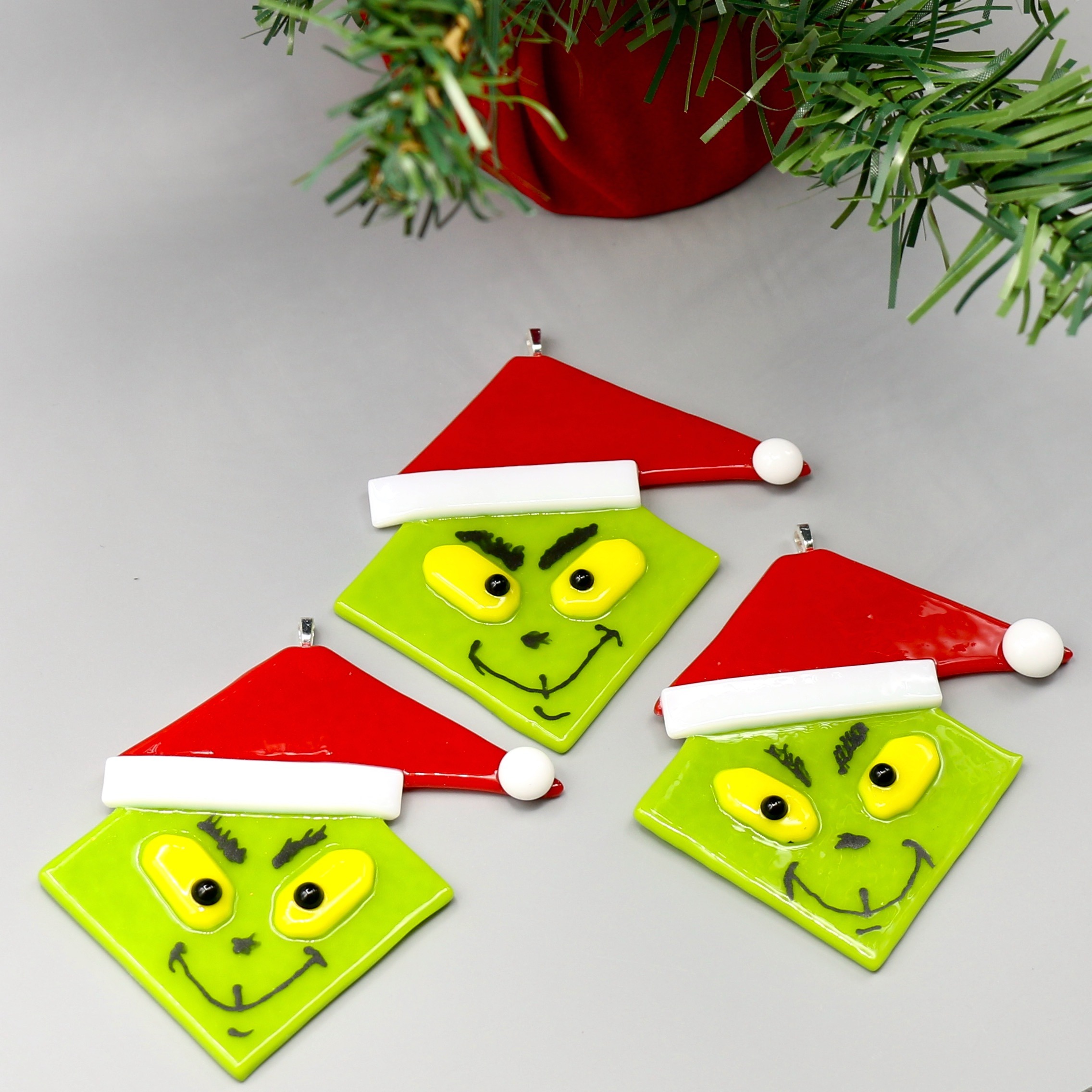 Grinch Fused Glass Ornament 165