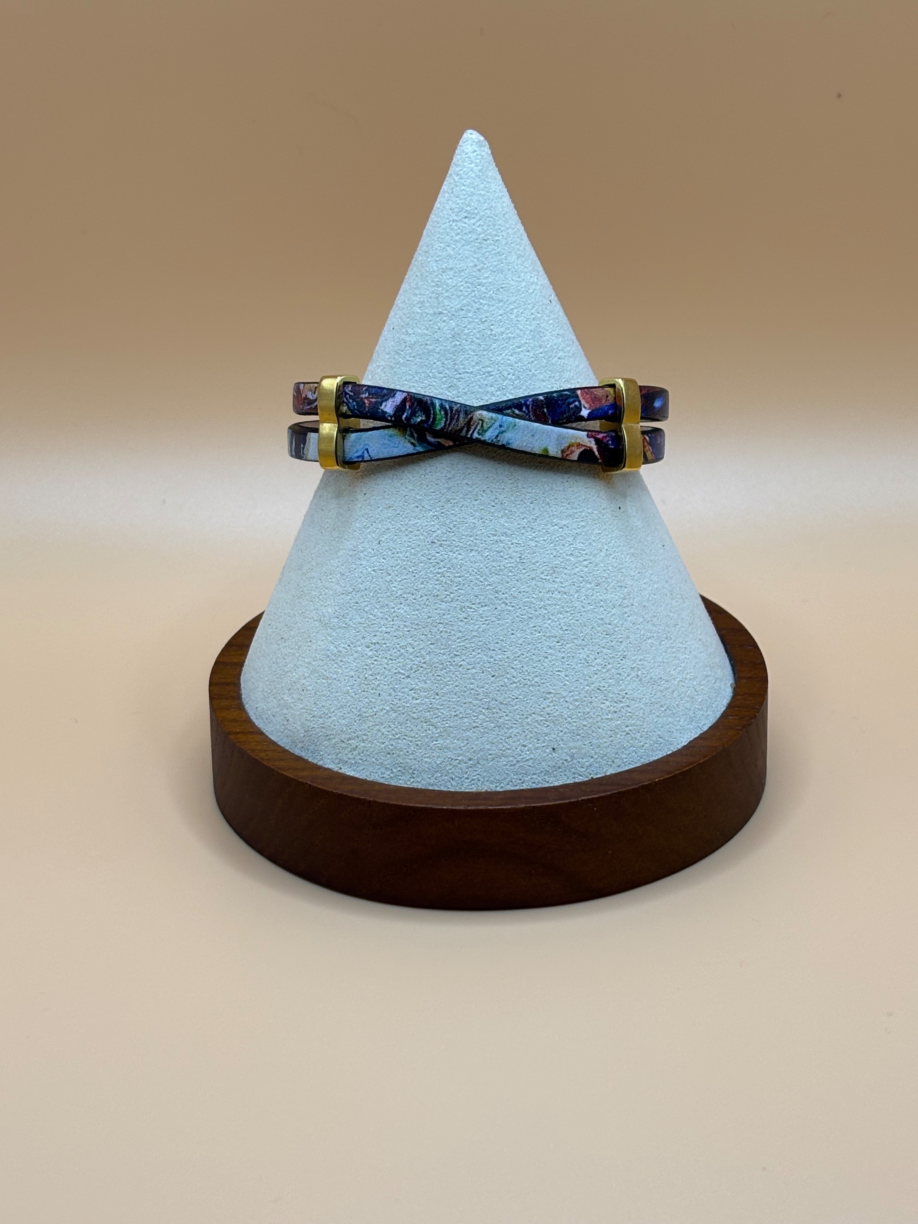 Two Strand Leather Crossover Bracelet 95