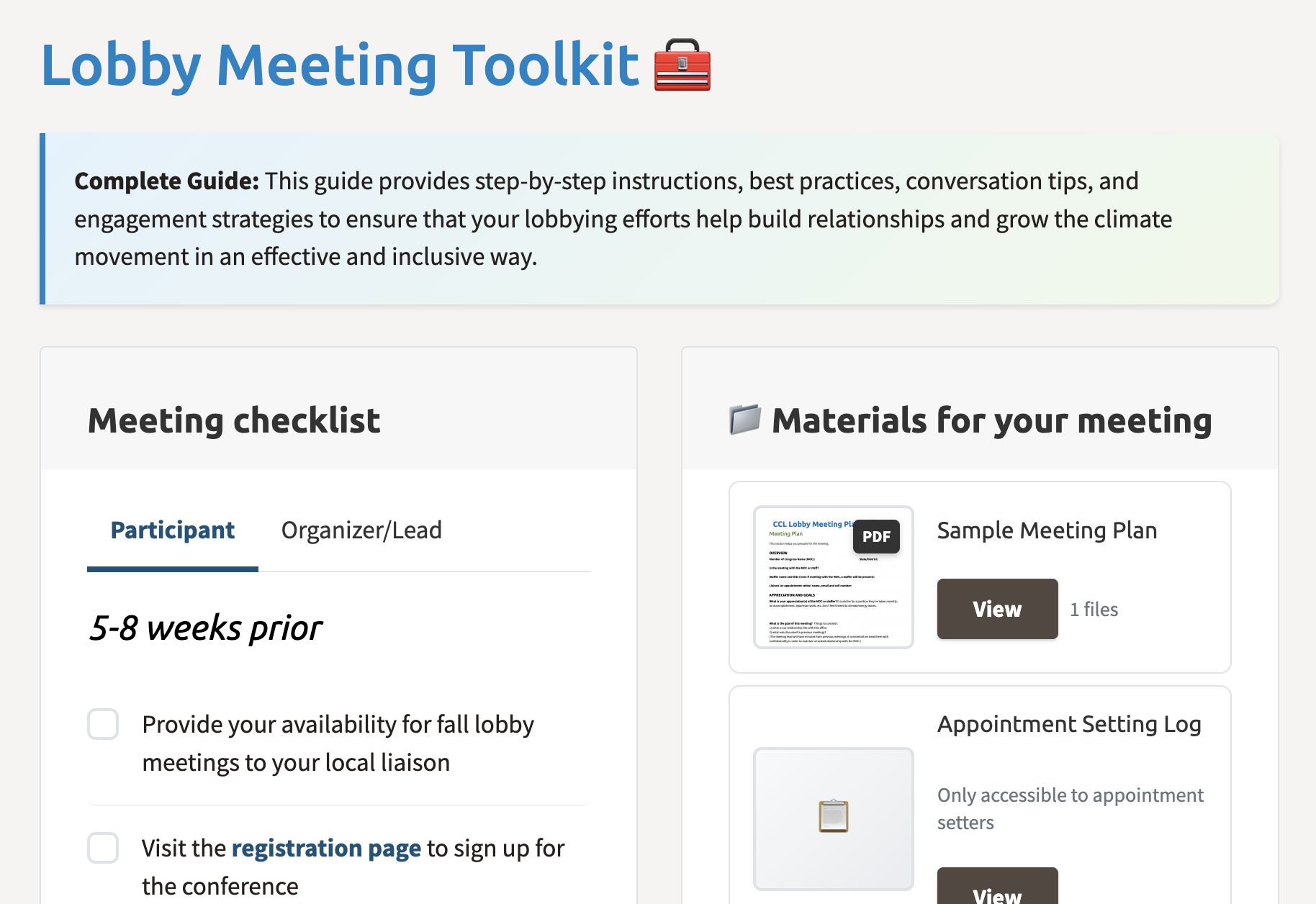Lobby Meeting Toolkit