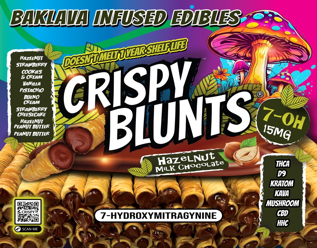 7OH BAKLAVA MINIS 7OH Jar of 40 minis 15mg each with Hazelnut Chocolate Crispy Blunts Cream Crispy Phyllo Dough 227