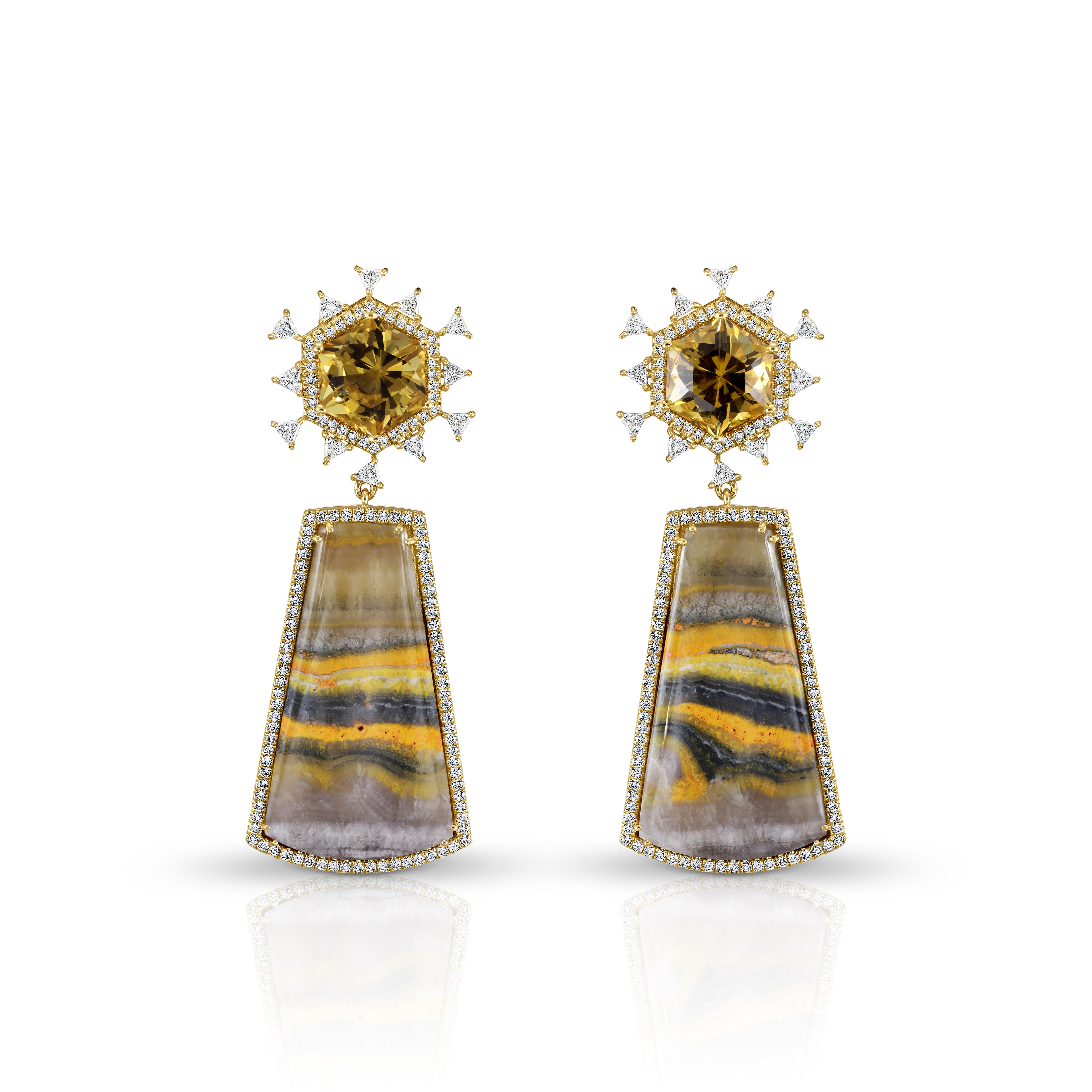 Bumblebee Jasper Drop and Diamond Earrings - ER2479 186