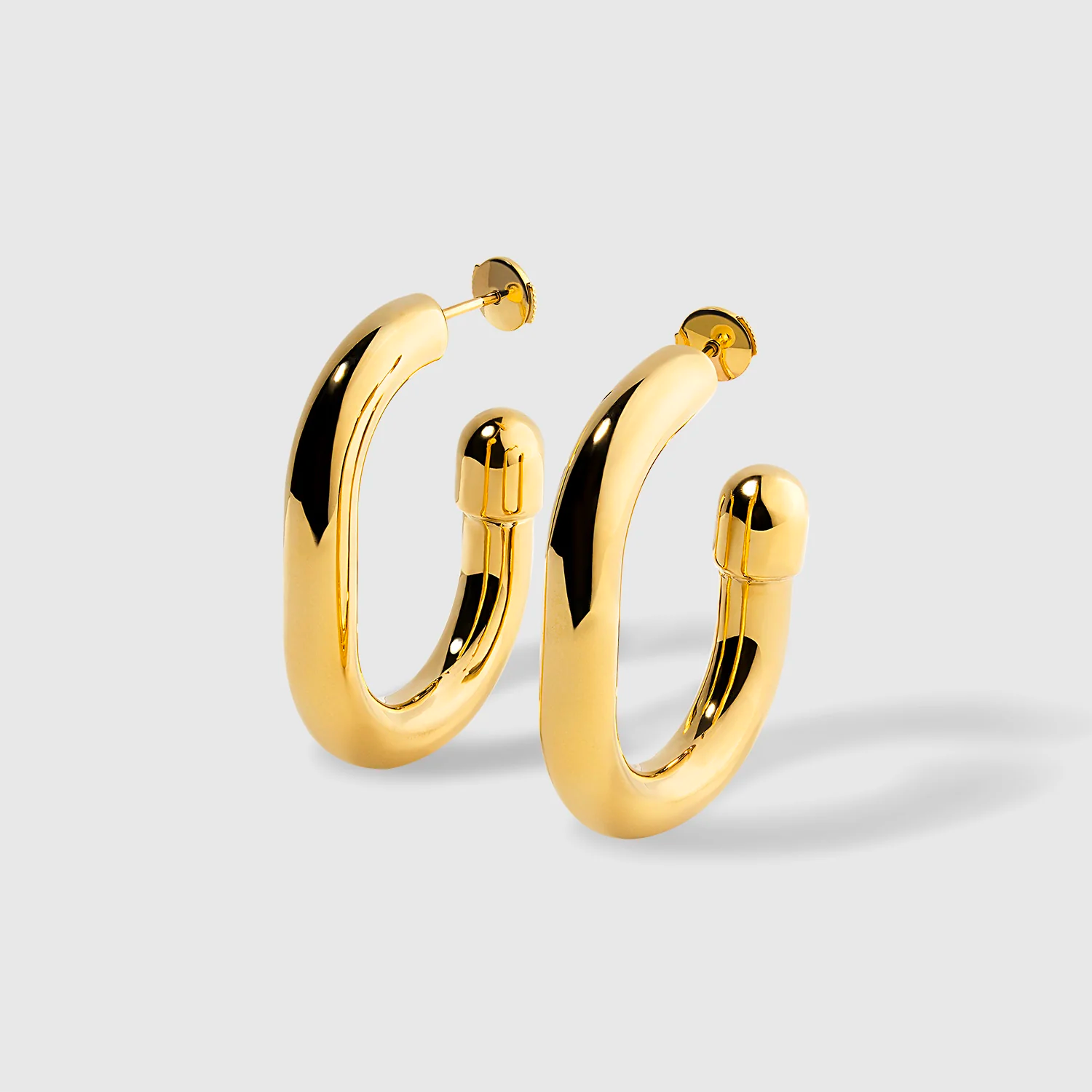 "Extrusion" Thick Large Gold Hoop Earrings 35