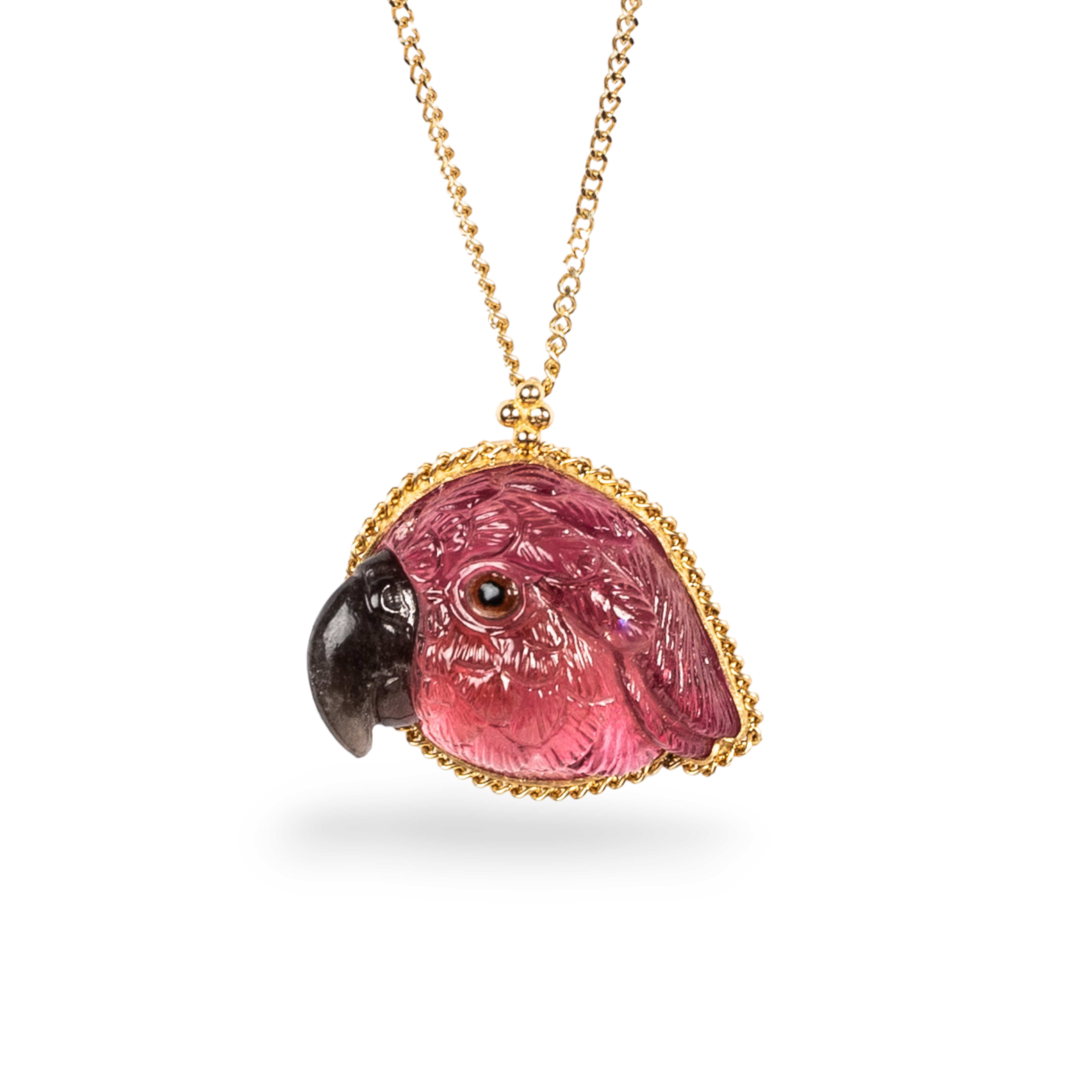 Carved Tourmaline Parrot Necklace 79