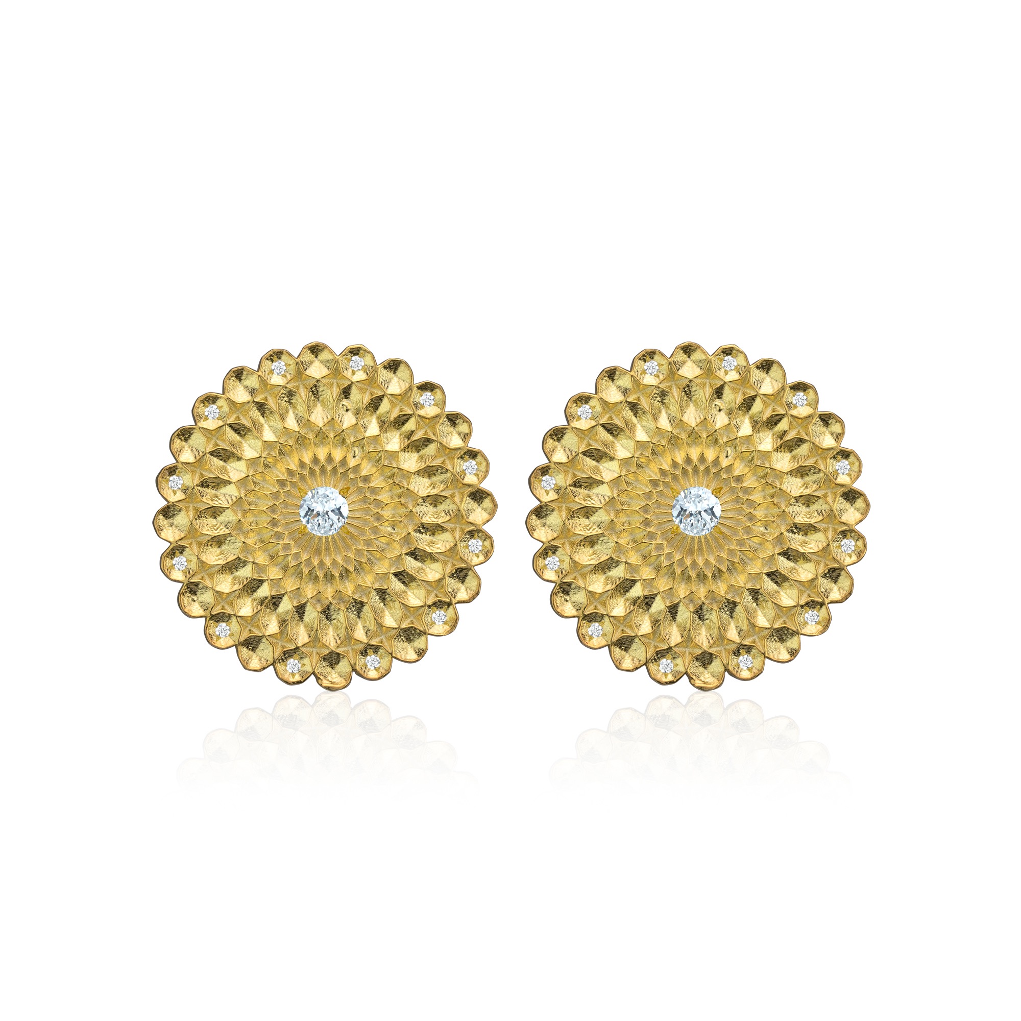 18k Gold Geometric Sun Earrings 415