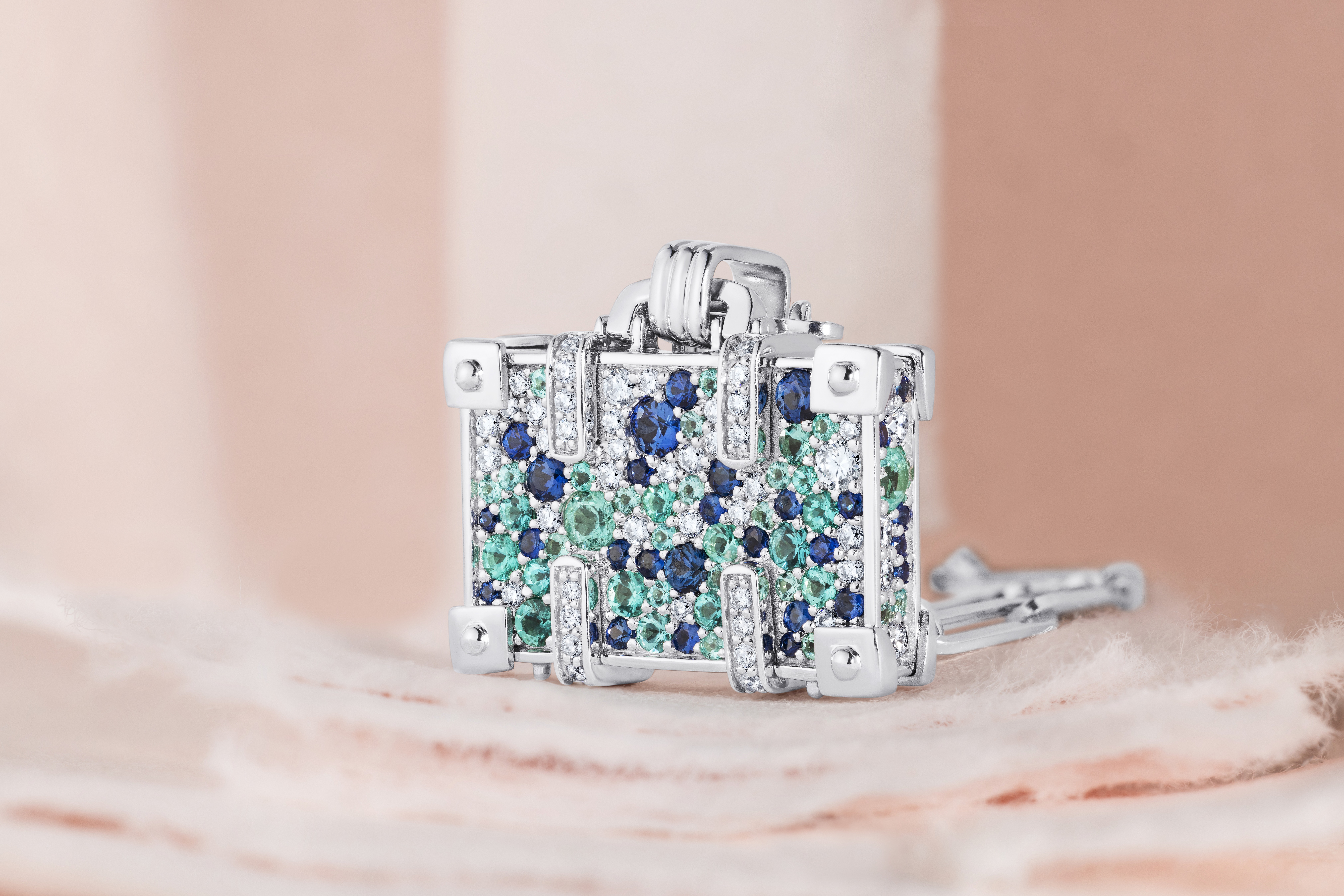 Mini Paraiba Suitcase with Diamonds and Sapphires 443