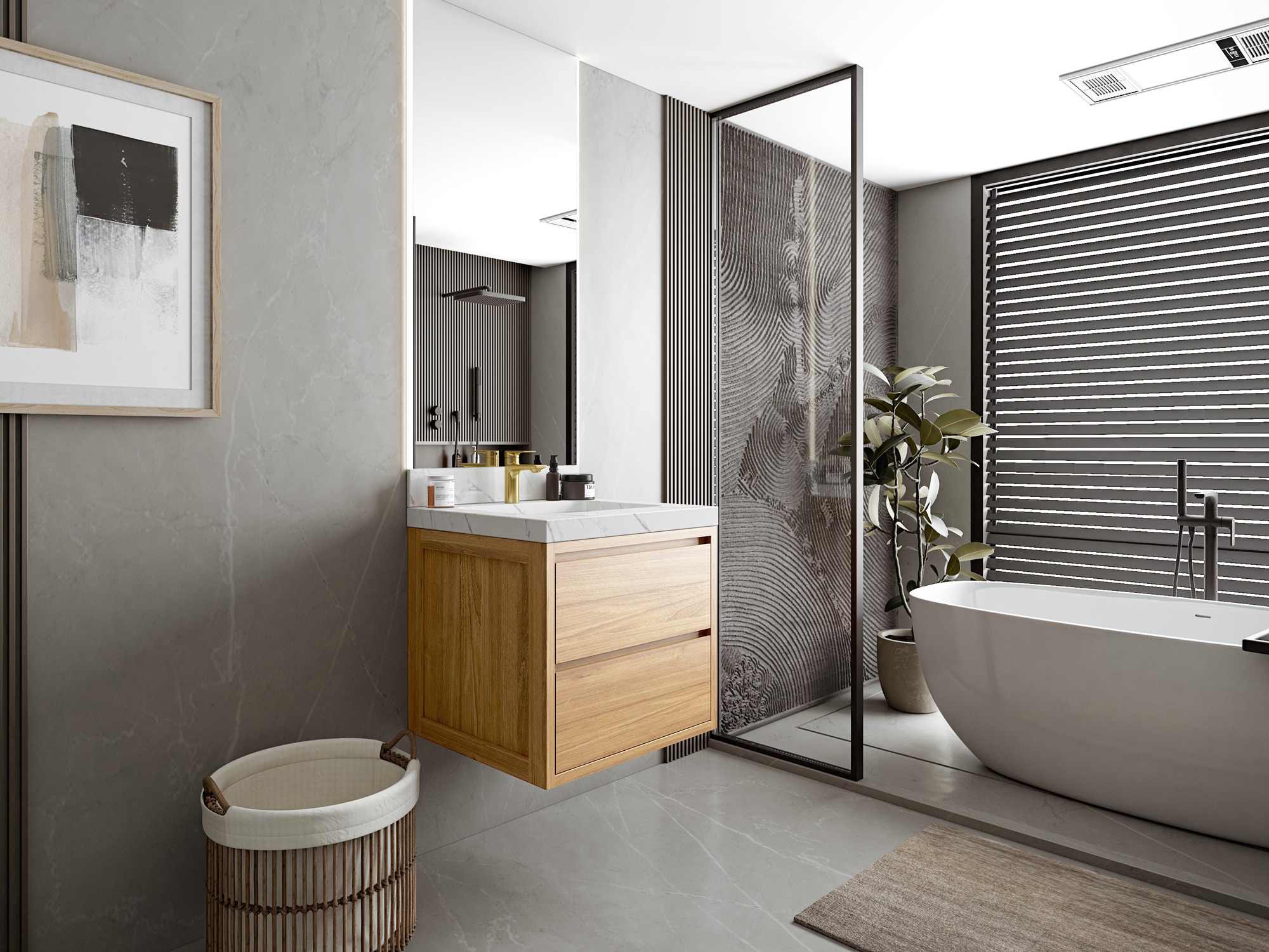 Madison Solid Floating Teak 24 in. W x 22 in. D Single Sink Vanity 1469