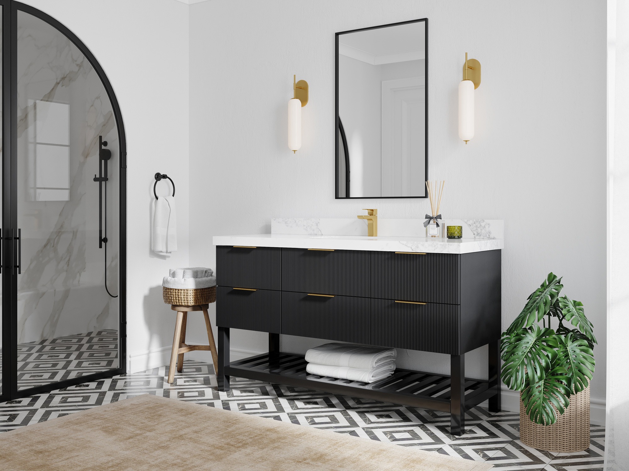 Catalina 60 in W x 22 in D Free Standing Reeded Single Sink Vanity 1471