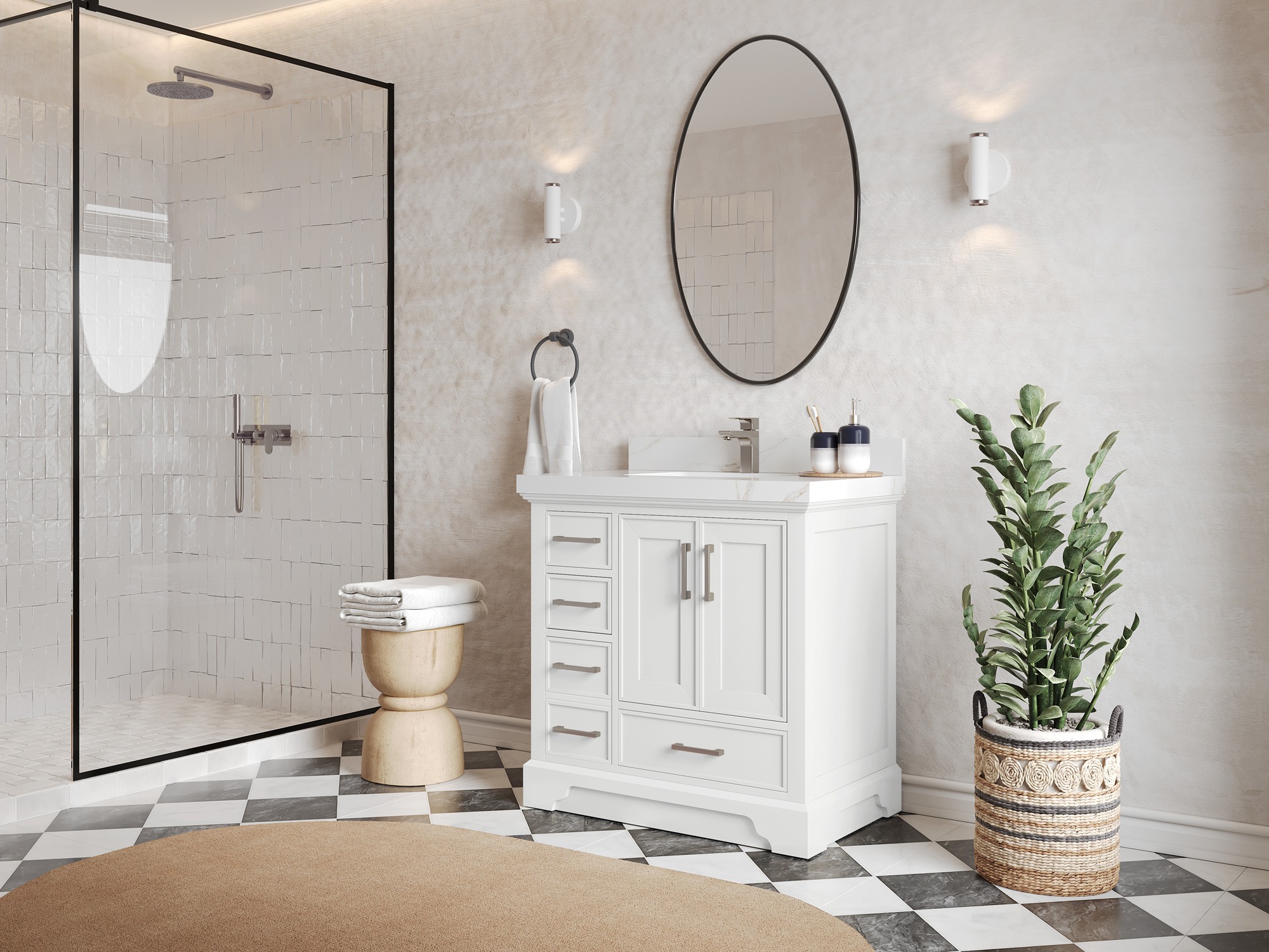 Charlotte 36 in. W x 22 in. D Right Offset Sink Bathroom Vanity with Countertop 1472