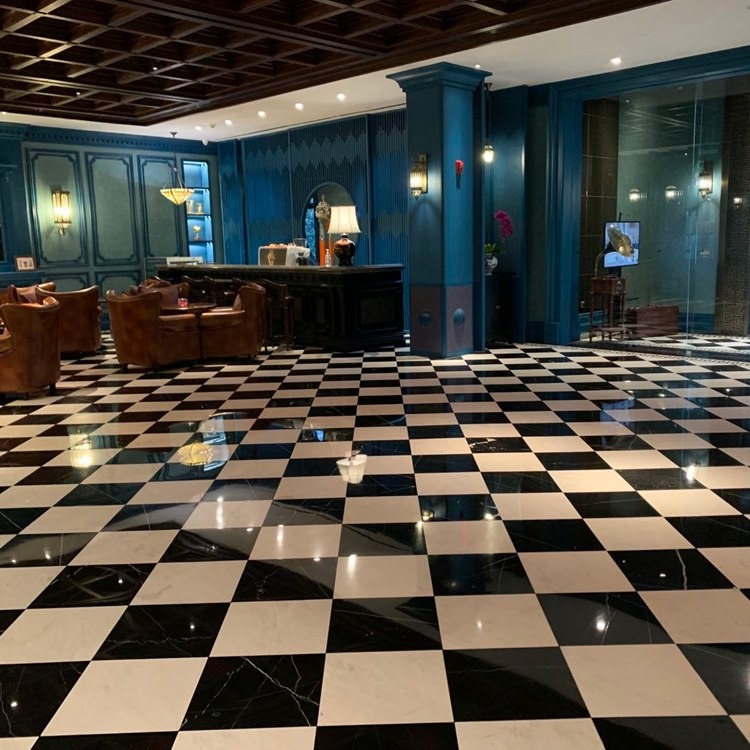 Nero Marquina & Carrara White Marble Checkerboard Tiles 358