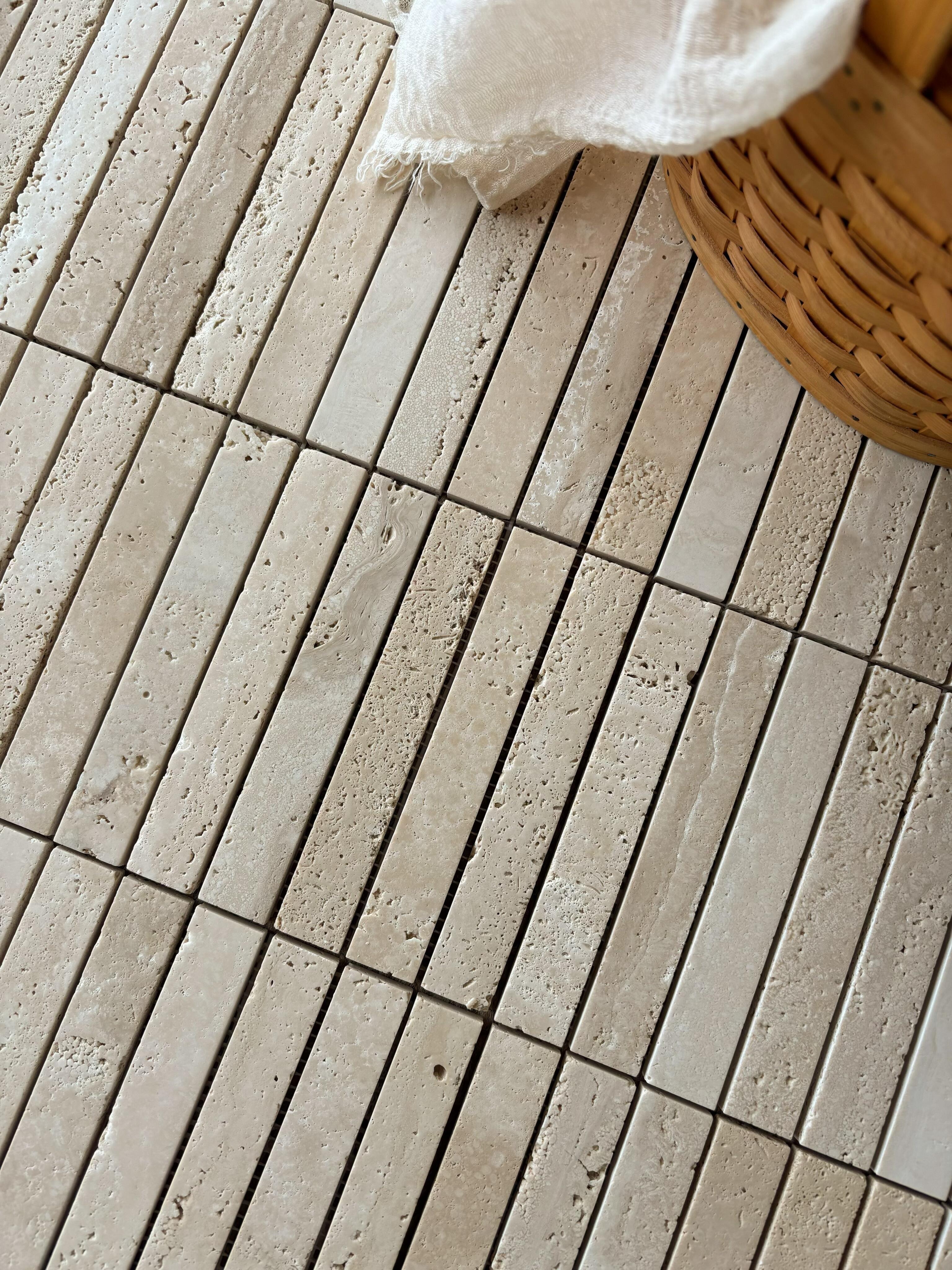 Classical Beige Travertine Baton Mosaic Tiles 409