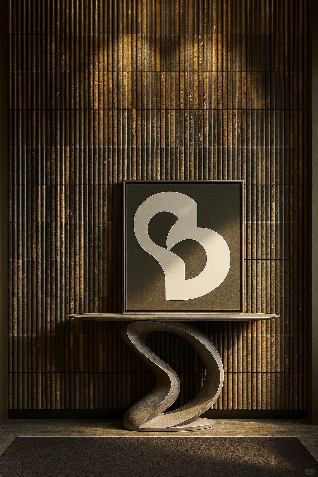 Classical Brown Limestone Flute Design Mosaic Tile 412