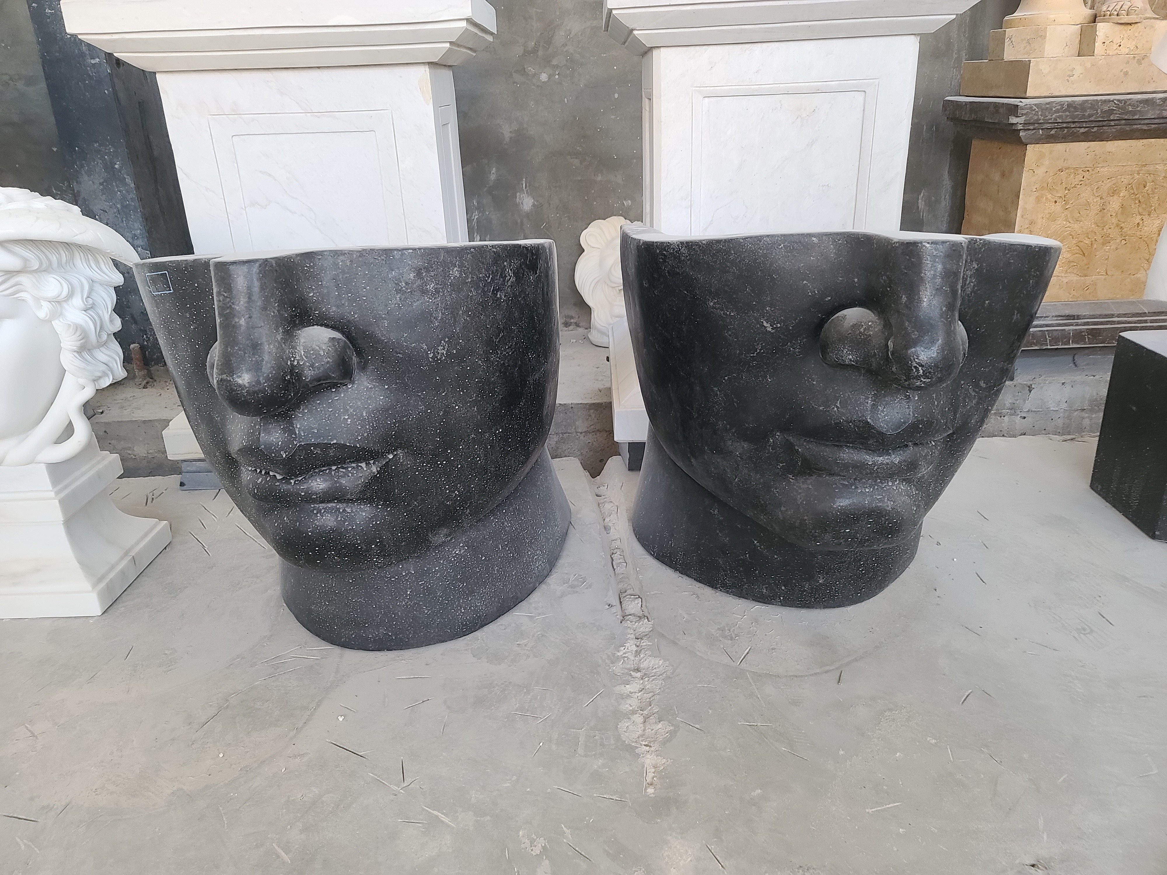 Hand made black marble  face chair 768