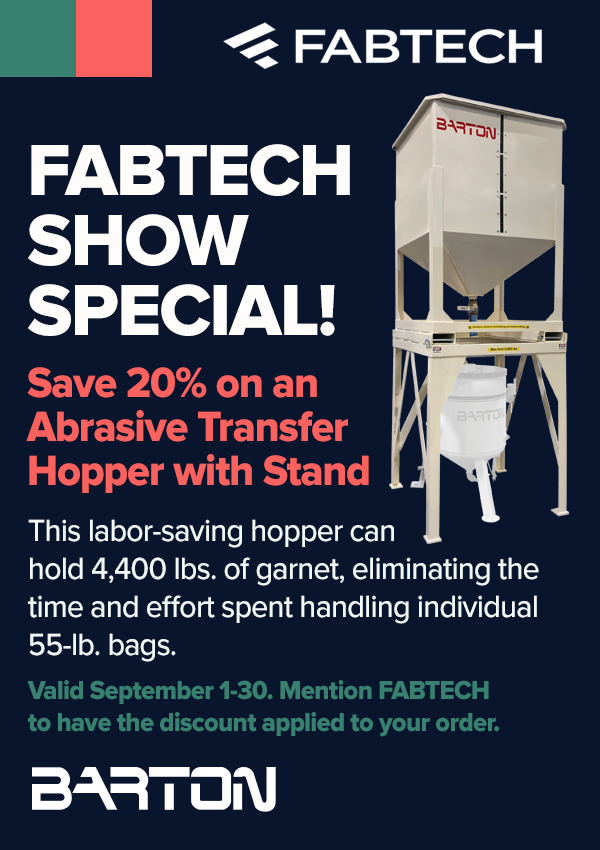 Garnet Abrasive Transfer Hopper Enhances Operational Efficiency 1681