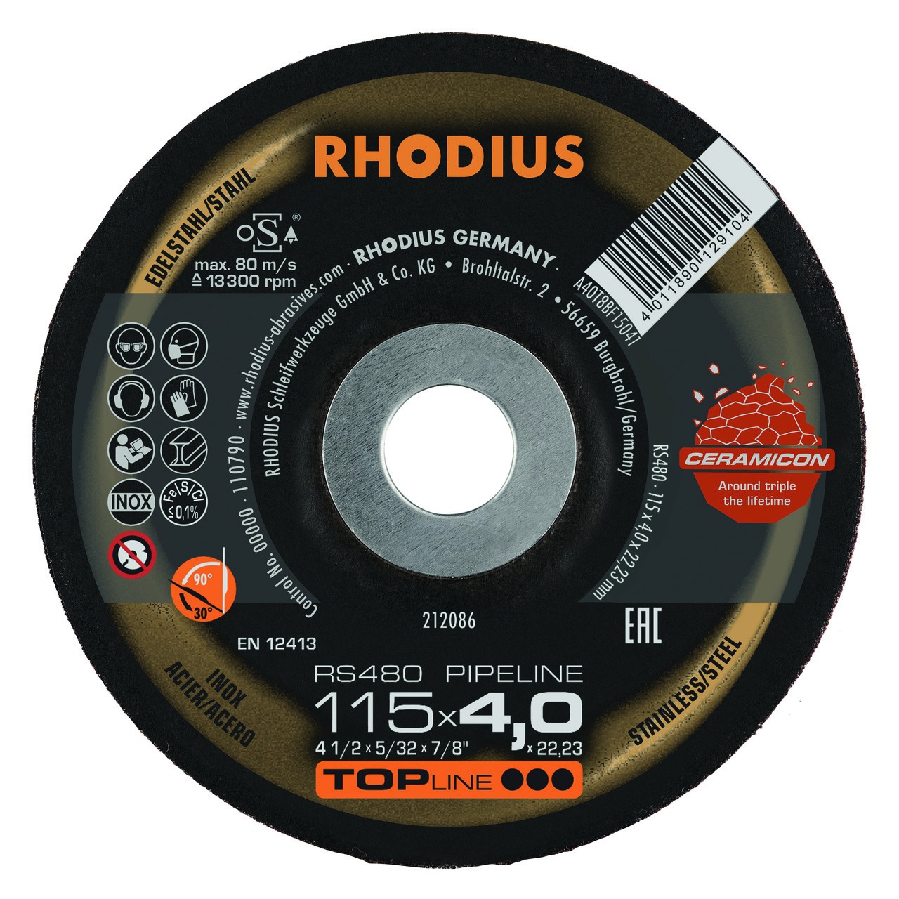 RS 480 Pipeline Grinding Disc - ultra strong by self-sharpening abrasive grains 464