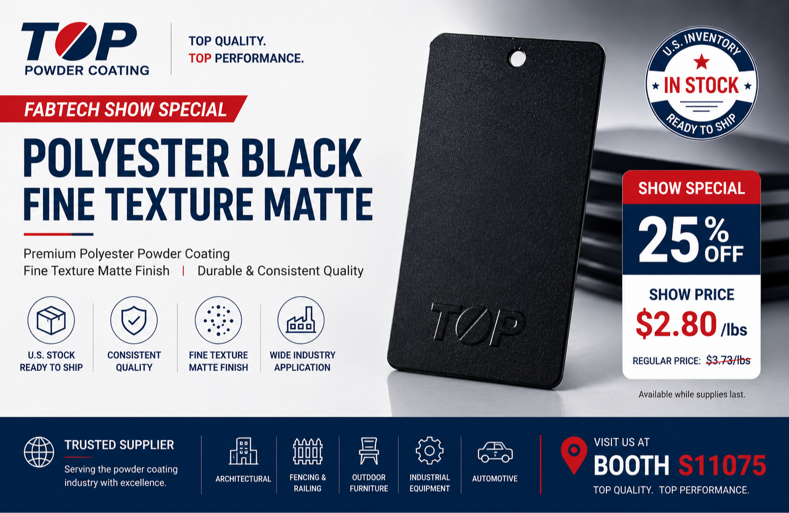 FABTECH Show Special – Polyester Black Fine Texture Matte 1085
