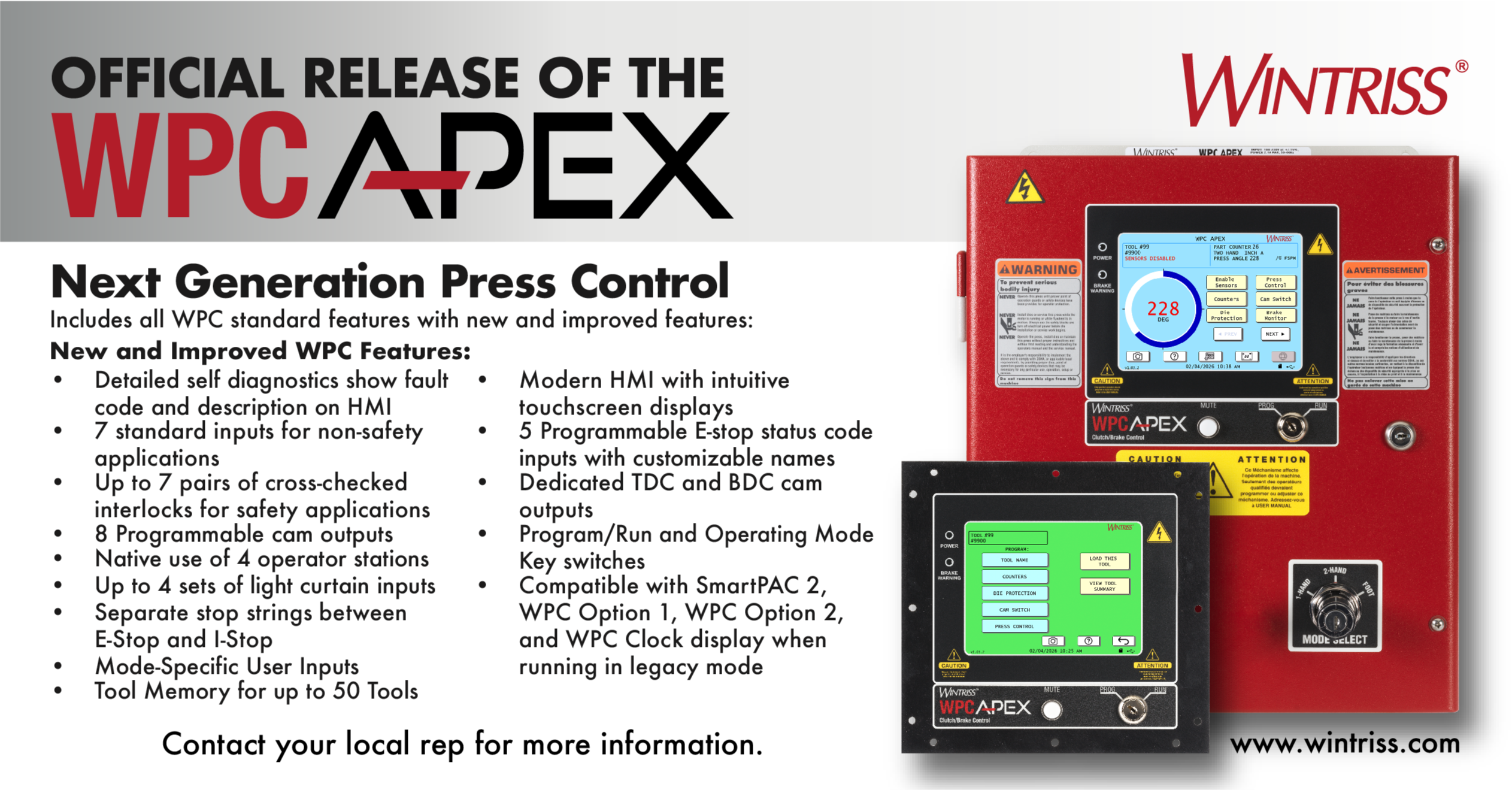 Wintriss® Releases the WPC APEX 3rd Gen. Press Control 251