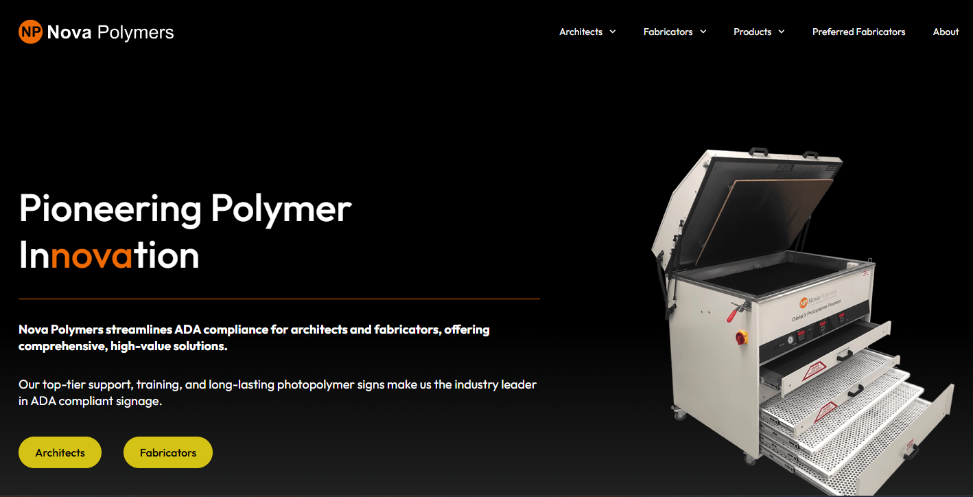 Nova Polymers Launches New Website to Reinforce Position as North America's Leading Provider of 100% Braille and ADA-Compliant Signage Solutions 80