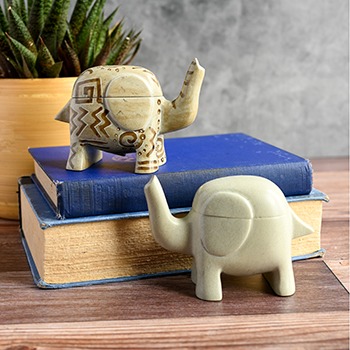 Kenyan Soapstone Elephant Trinket Boxes 493