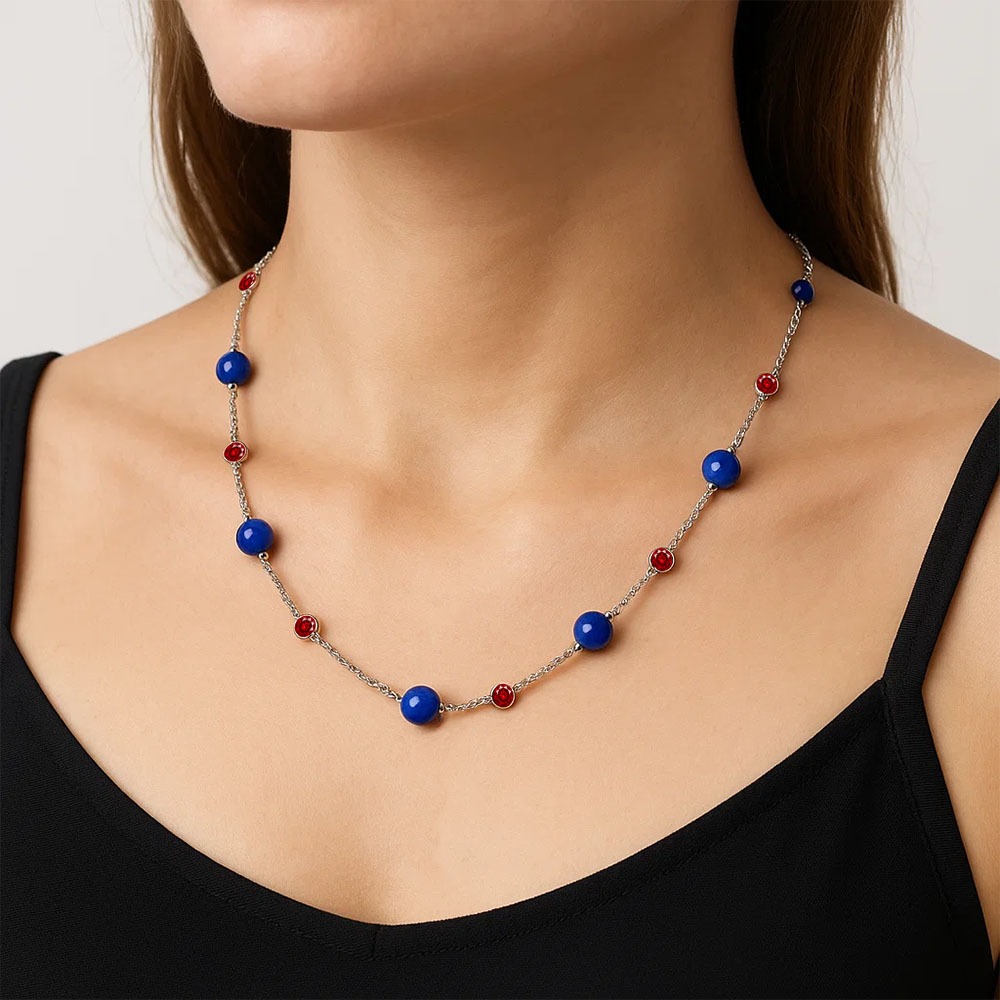 Natural Lapis Lazuli 925 Sterling Silver Necklace Jewelry 24