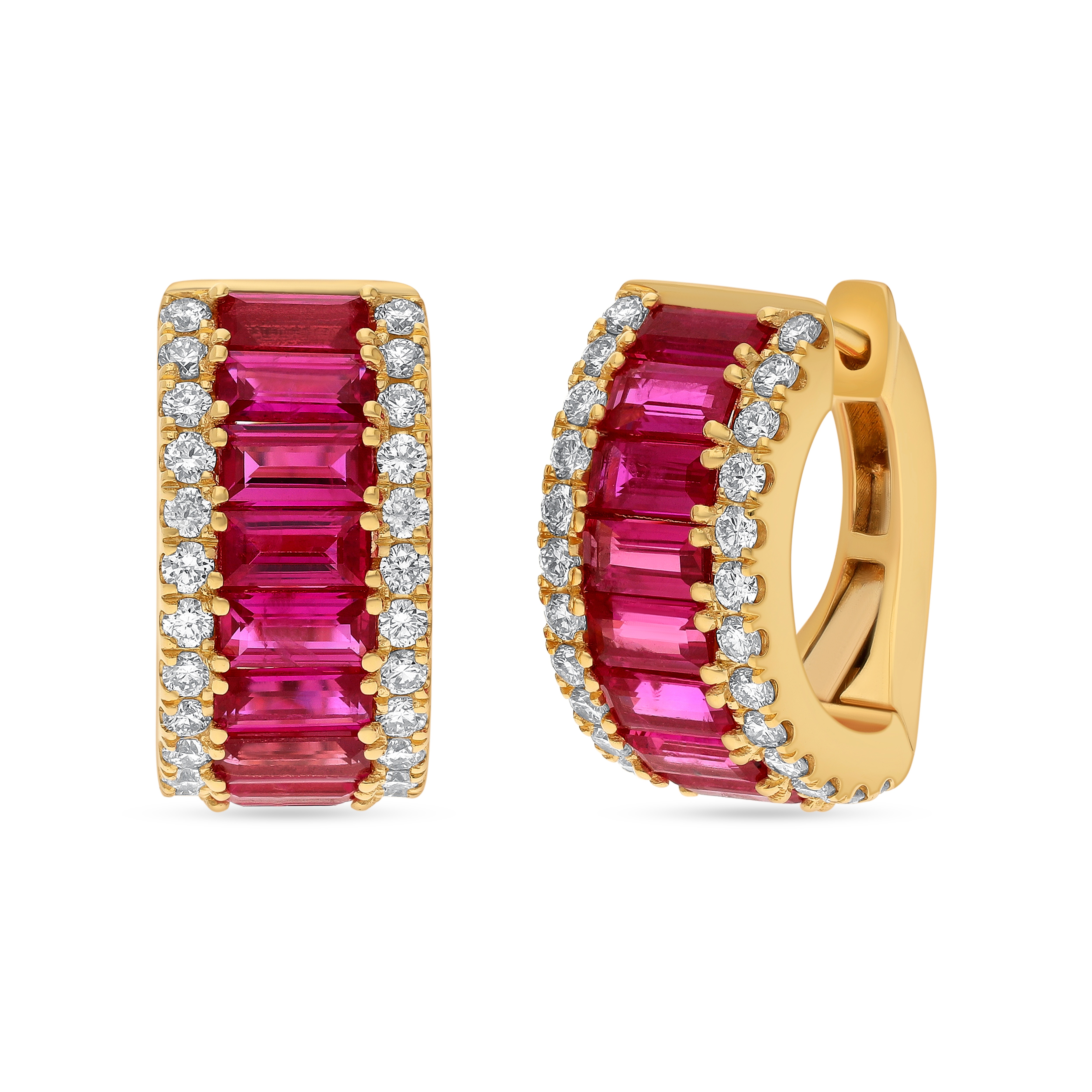 Ruby Baguette Huggie Hoops 44