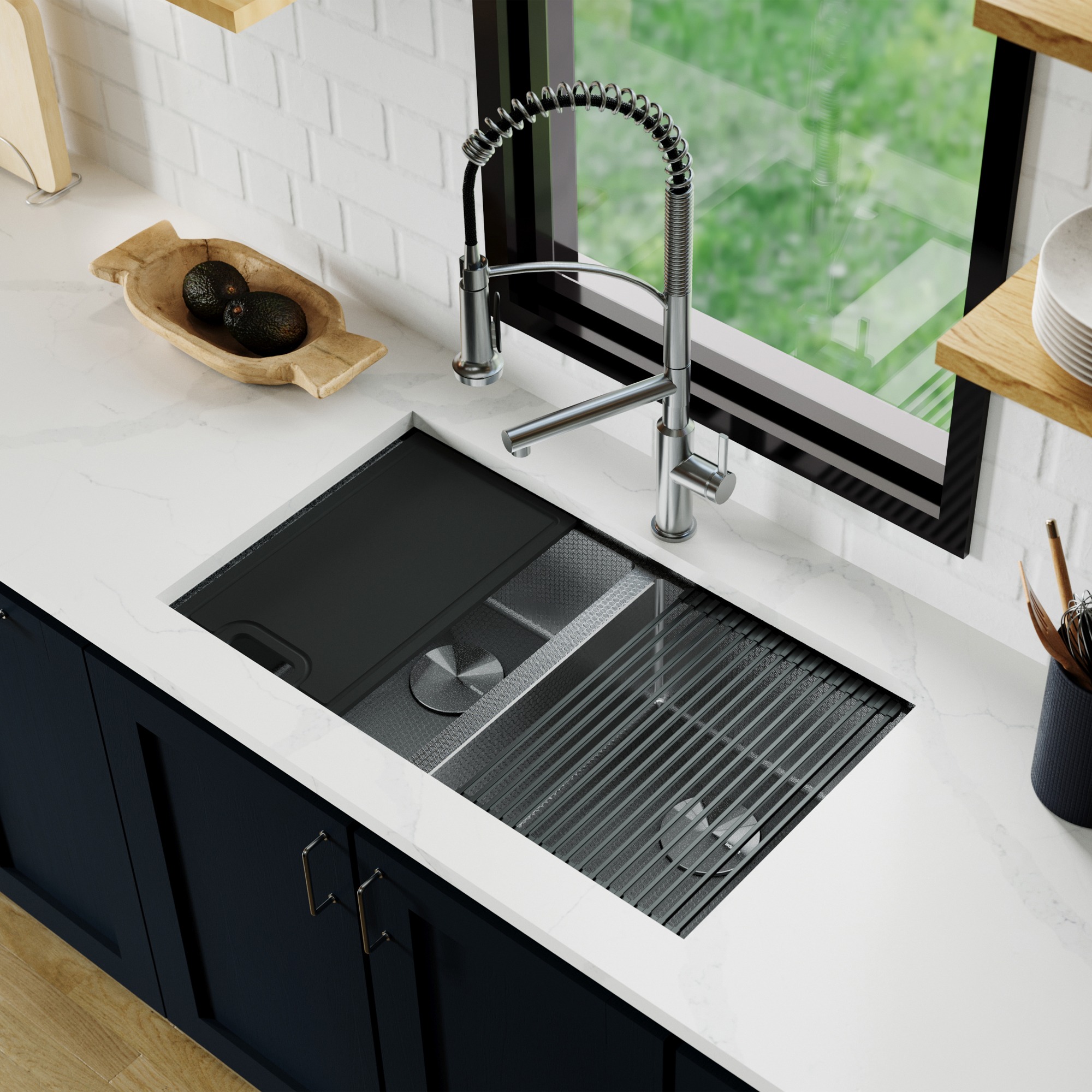 Matrix Undermount Workstation Sink in Gunmetal Grey 127