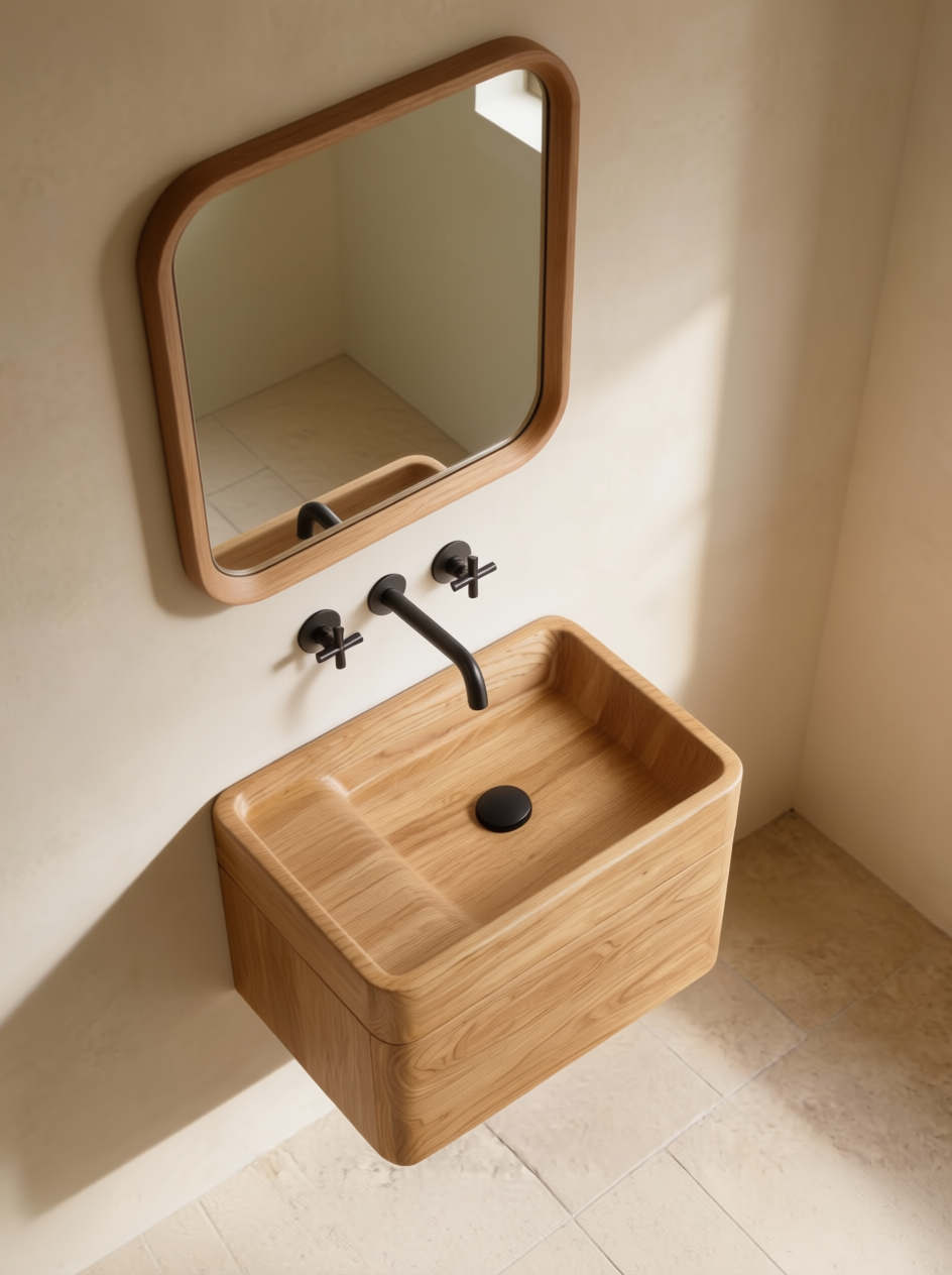 White Oak Washbasin & Cabinet System 100% solid wood 312