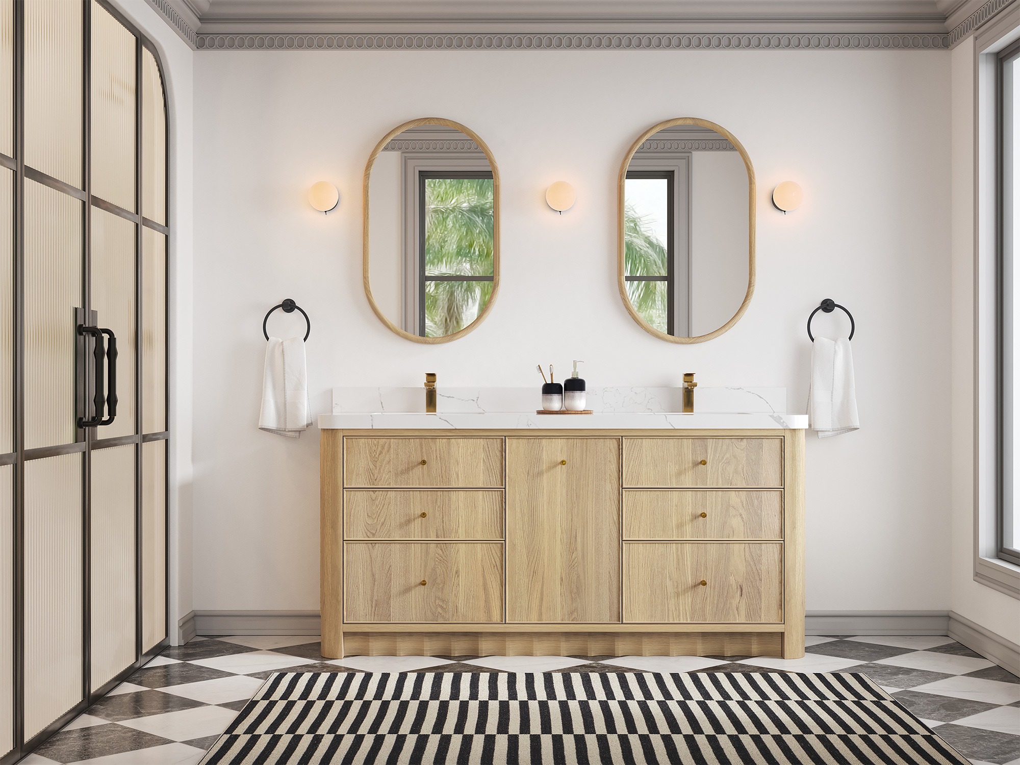 Orlando Oak 72 in. W x 22 in. D Double Sink Bathroom Vanity 316