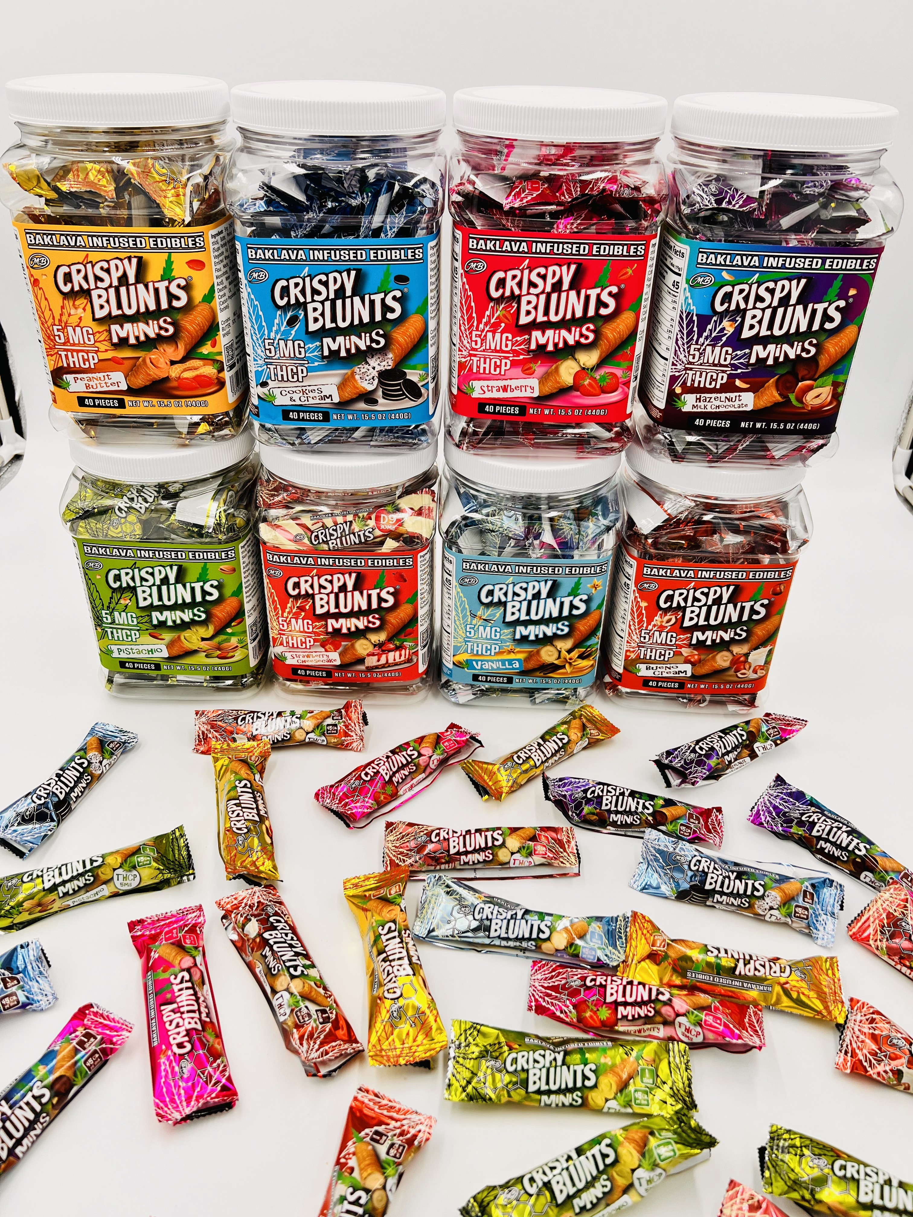 BAKLAVA MINIS THCA THCP D9 KRATOM 7OH Jar of 40 minis 30mg each with Bueno Crispy Blunts Cream Crispy Phyllo Dough 47