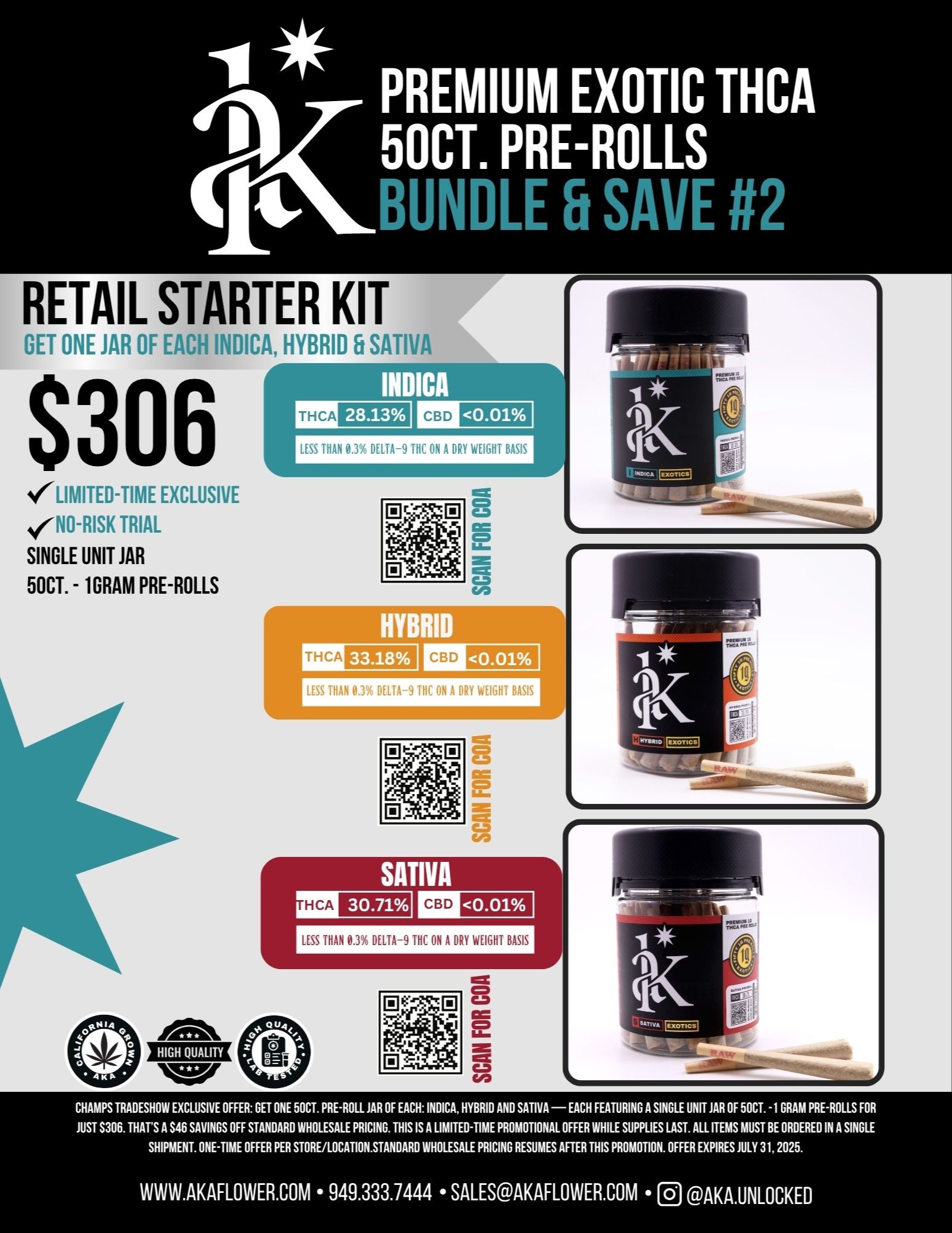 AKA Flower - 50ct. THC-A 1G Pre-Roll Jars 73