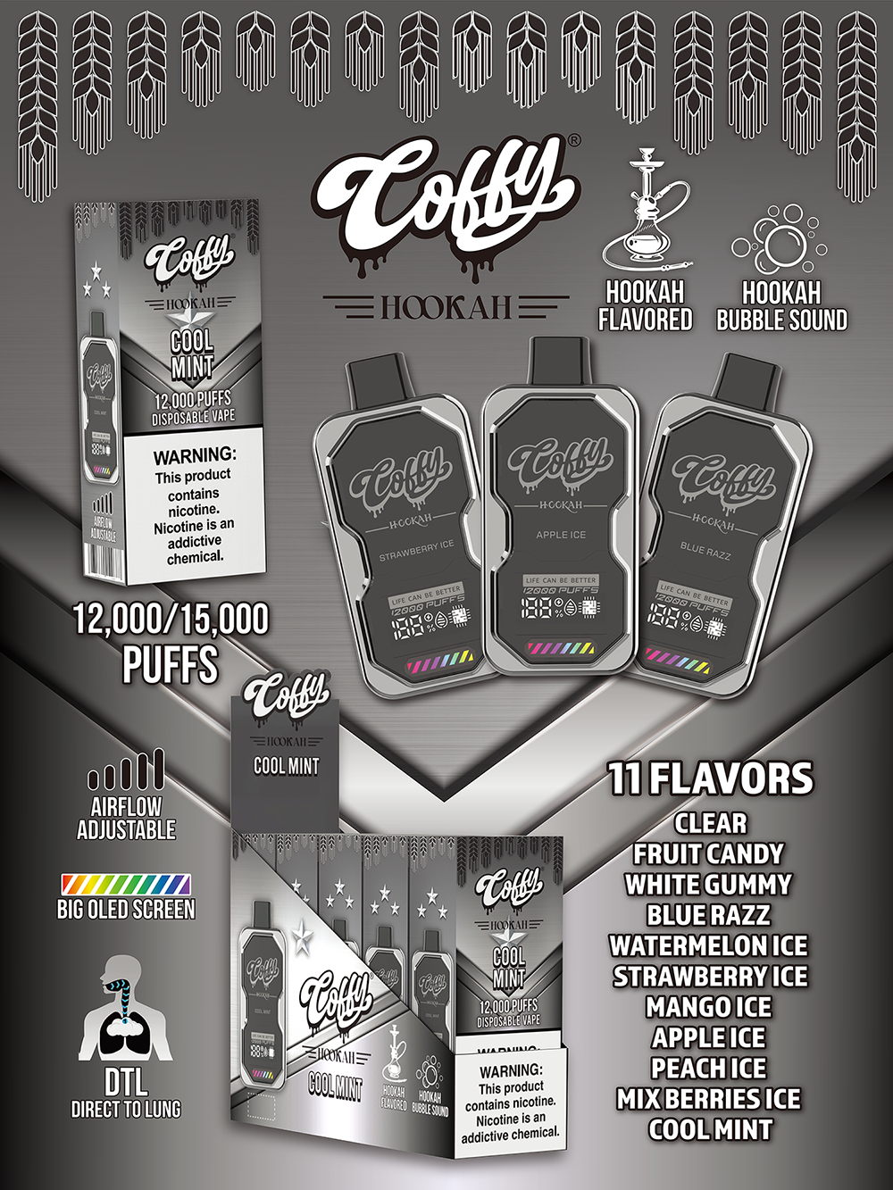 World No. 1 Disposable Hookah Vape, 12,000 Puffs 658