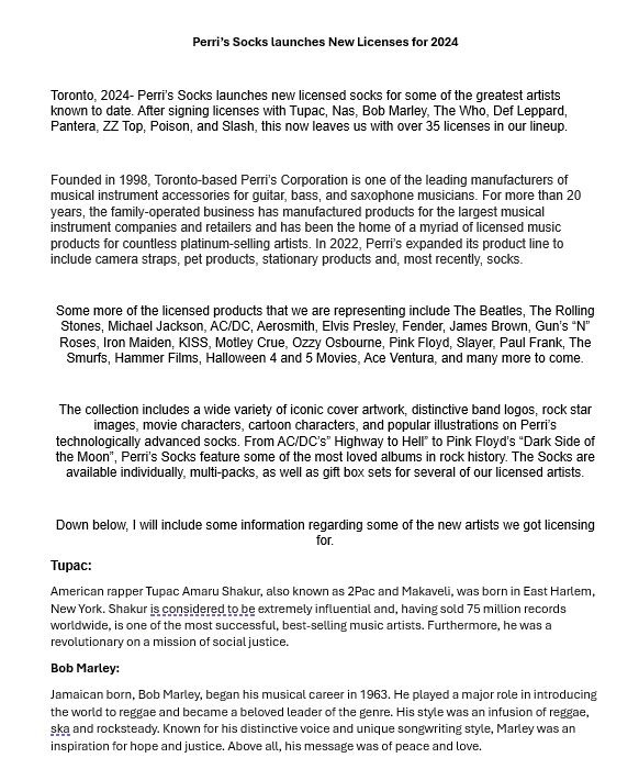 Perri’s Socks launches New Licenses for 2024 867