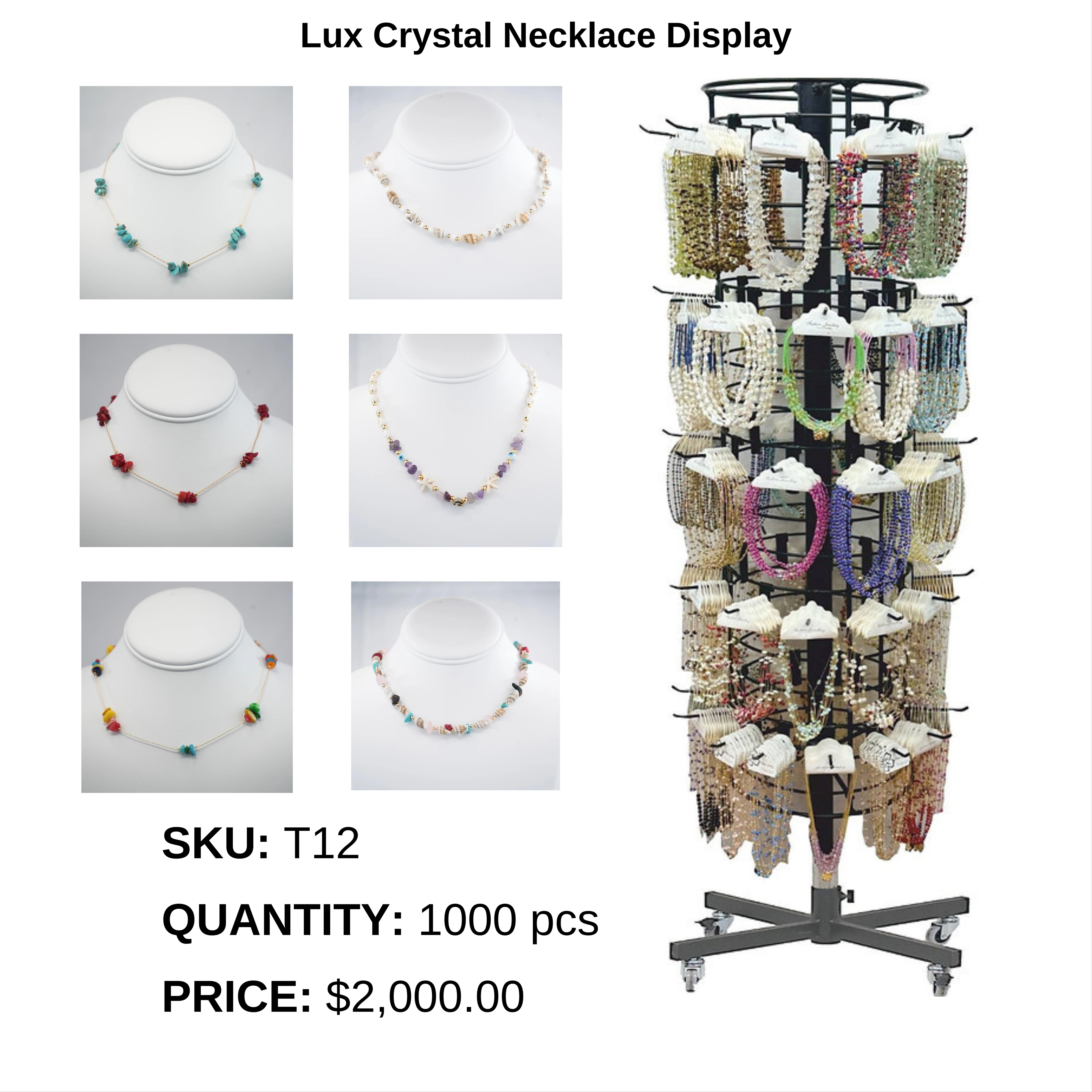 Lux Crystal Beaded Necklace Display - 1,000 Pieces 1501