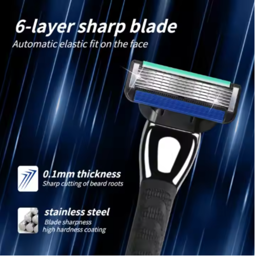 New Design 6 Layer Sharp Stainless Steel Blades 5 Cartridges Modern Men's Shaving Razor 1661