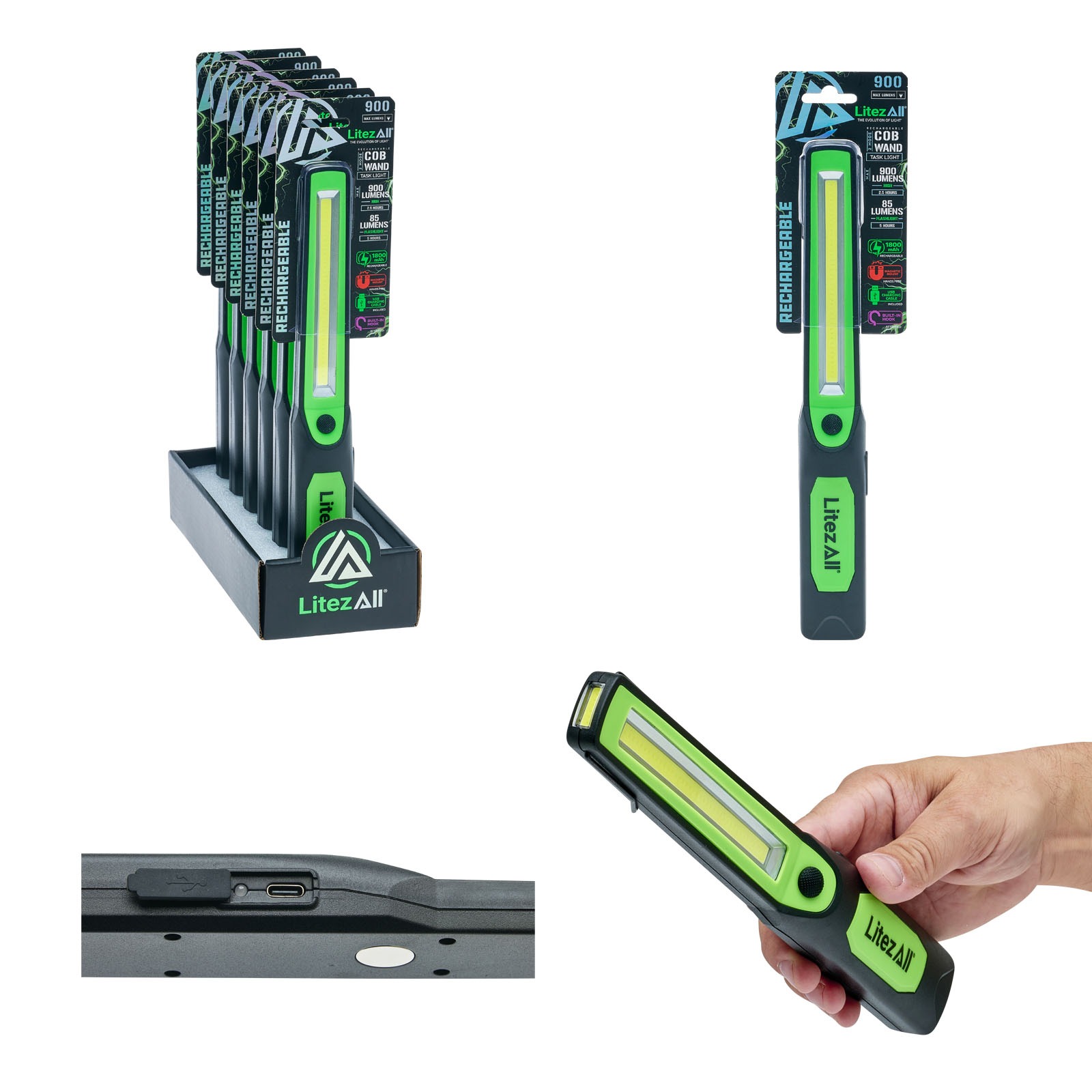 26093-6 - LitezAll Rechargeable Wand Work Light with Flashlight 286