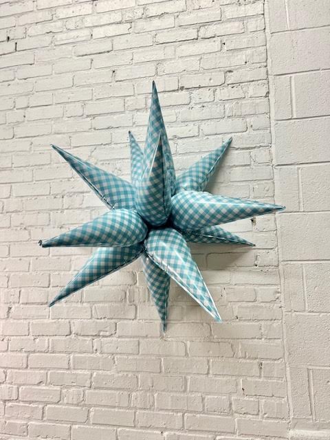 Blue and White Gingham Starburst Balloon 470