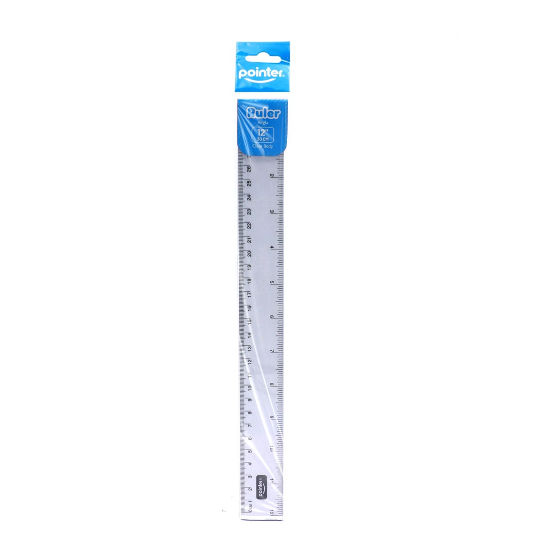 PLASTIC RULER  CLEAR 12" 30CM 476