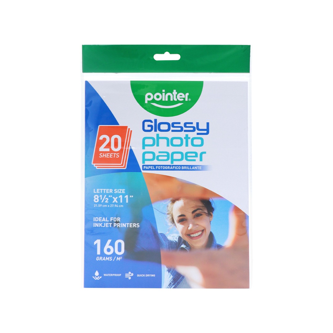 GLOSSY PHOTO PAPER  8X11.5" 160GSM FOR INKJET PRINTERS, SET OF 20 SHEETS 513