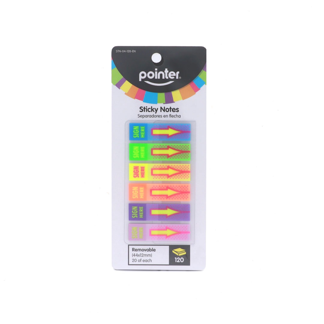 ARROW SIGN HERE,STICKY NOTES IN 6 COLORS, SET OF 120 SHEETS 519